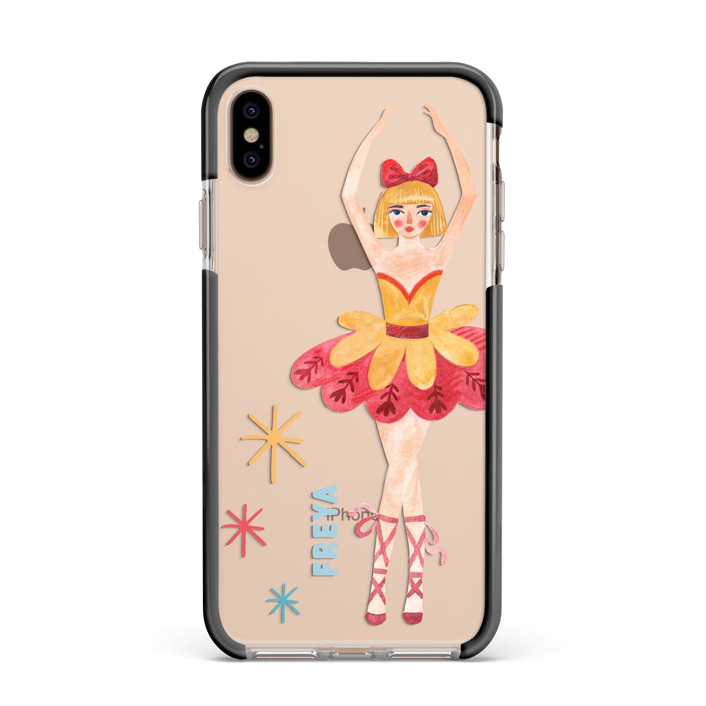 Sugarplum Nutcracker Personalised Apple iPhone Xs Max Impact Case Black Edge on Gold Phone