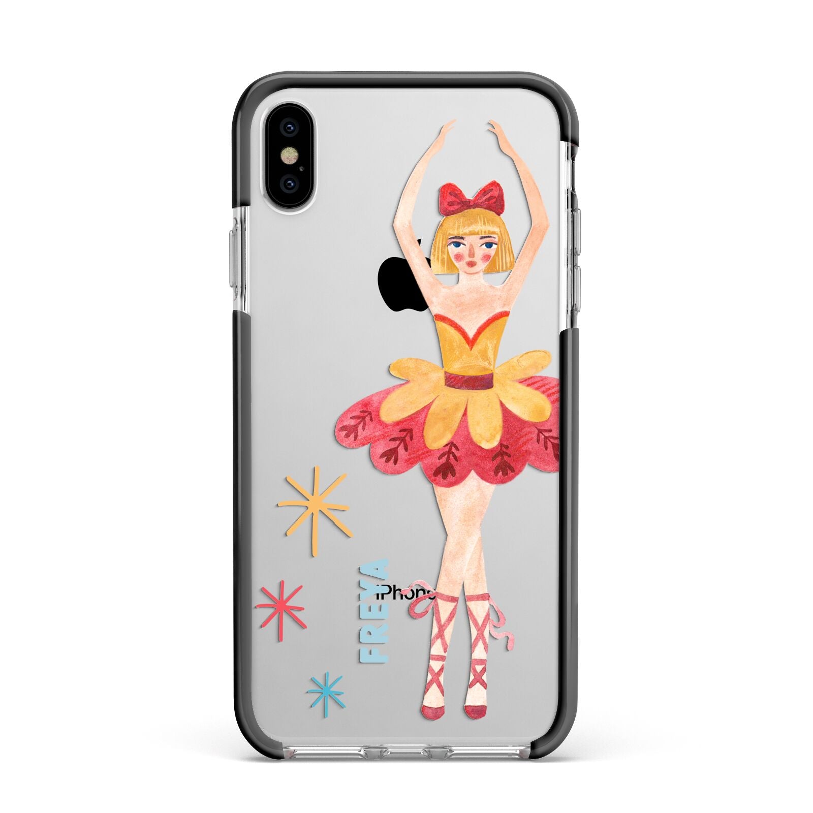 Sugarplum Nutcracker Personalised Apple iPhone Xs Max Impact Case Black Edge on Silver Phone