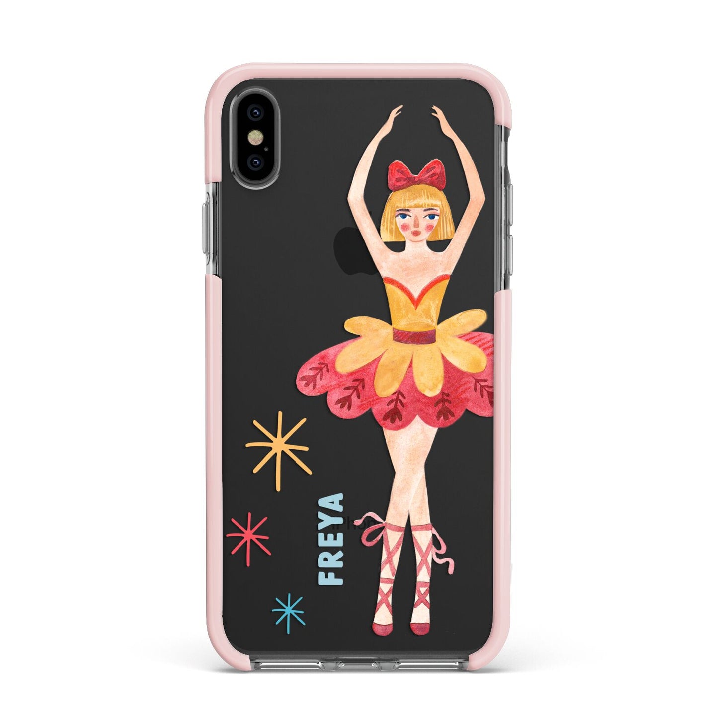 Sugarplum Nutcracker Personalised Apple iPhone Xs Max Impact Case Pink Edge on Black Phone