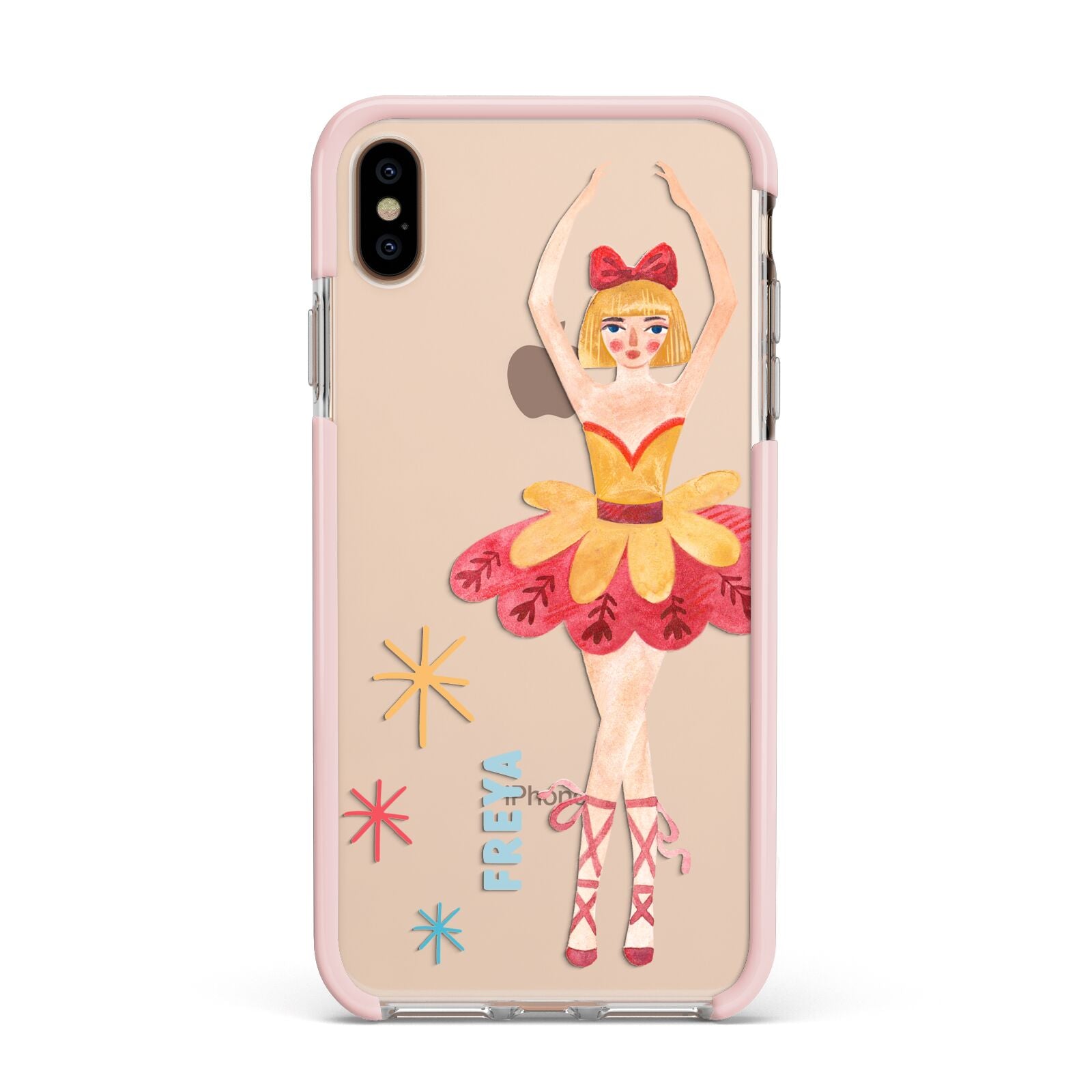 Sugarplum Nutcracker Personalised Apple iPhone Xs Max Impact Case Pink Edge on Gold Phone