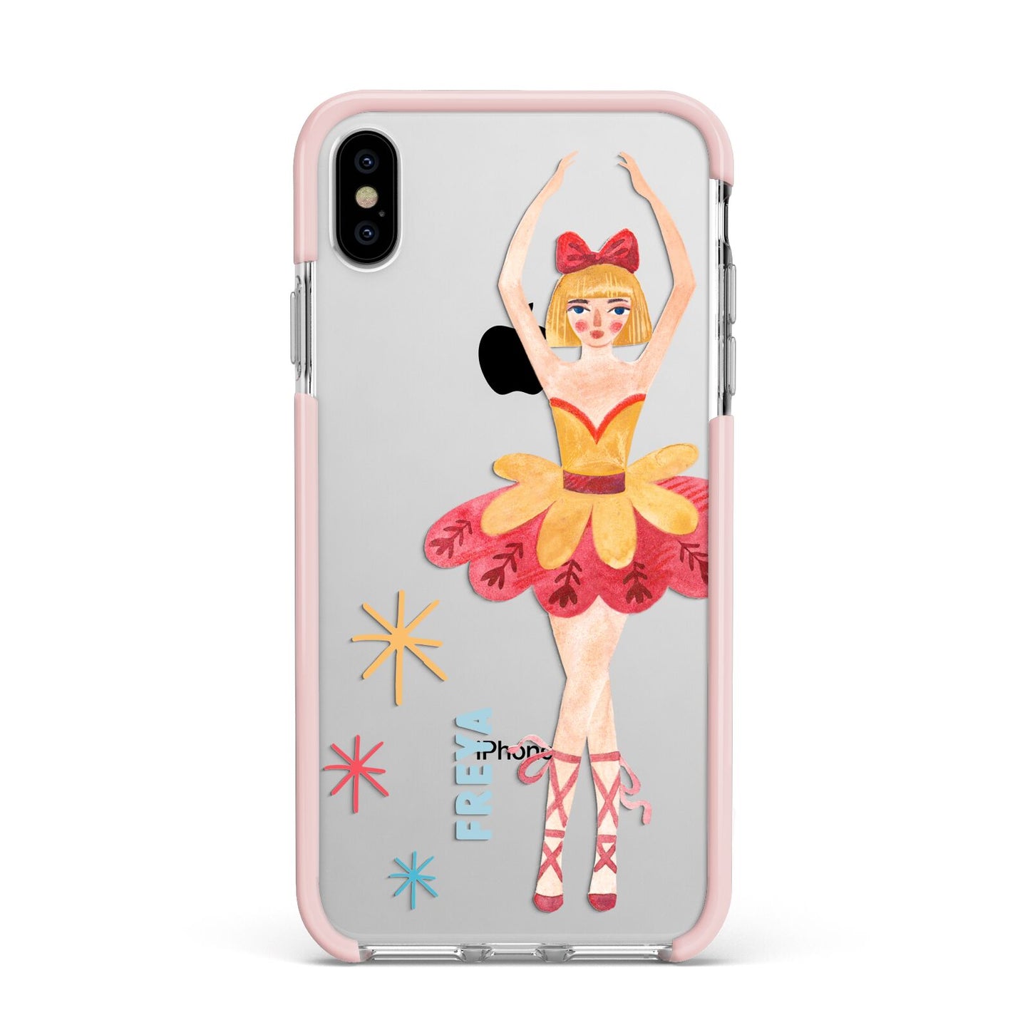 Sugarplum Nutcracker Personalised Apple iPhone Xs Max Impact Case Pink Edge on Silver Phone