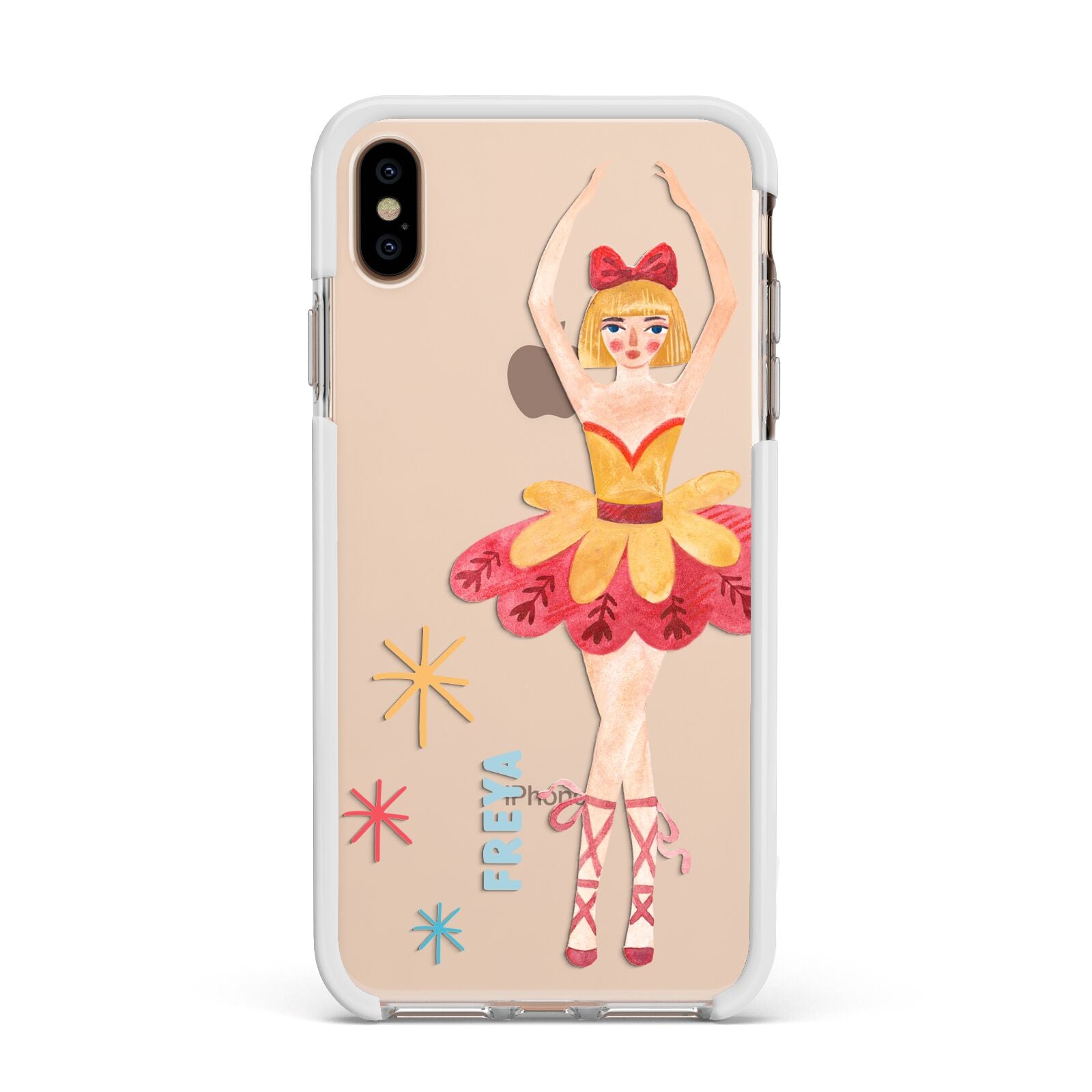 Sugarplum Nutcracker Personalised Apple iPhone Xs Max Impact Case White Edge on Gold Phone