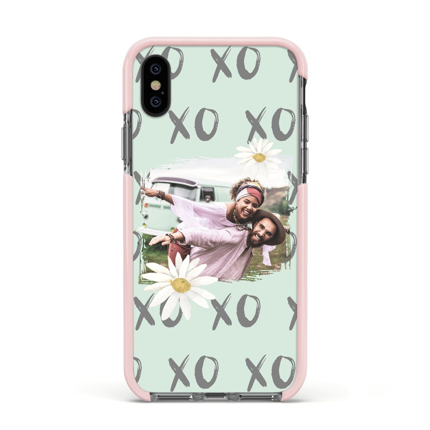 Summer Custom Photo Apple iPhone Xs Impact Case Pink Edge on Black Phone