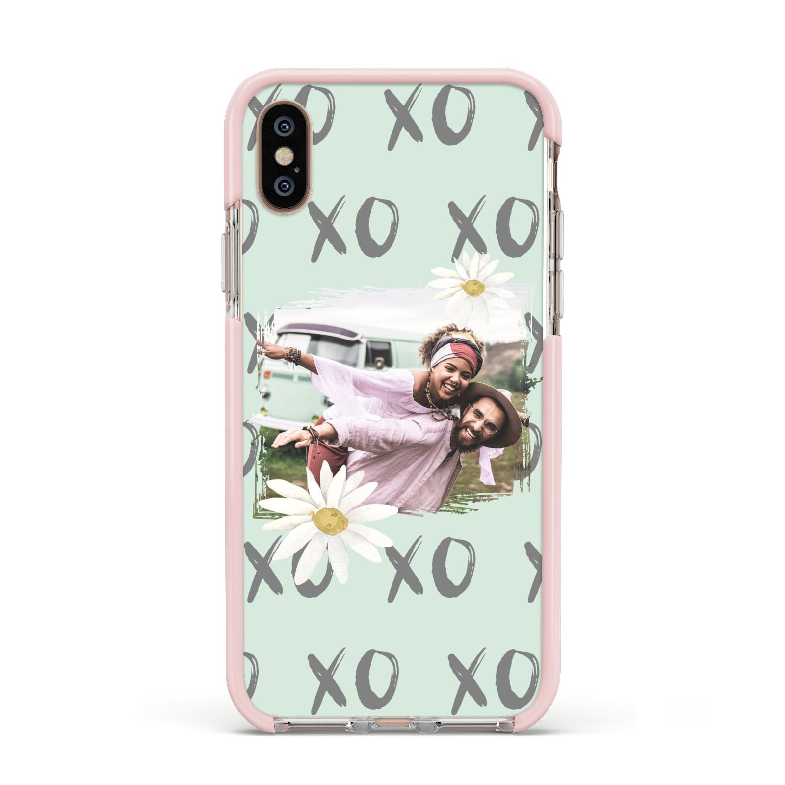 Summer Custom Photo Apple iPhone Xs Impact Case Pink Edge on Gold Phone