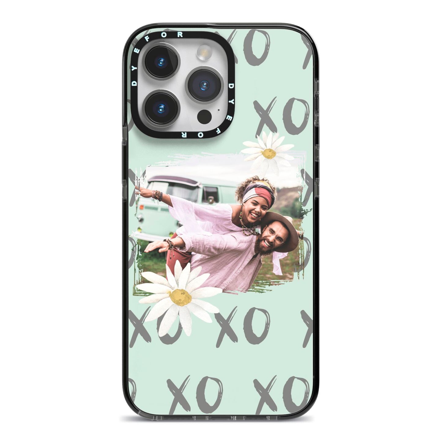 Summer Custom Photo iPhone 14 Pro Max Black Impact Case on Silver phone