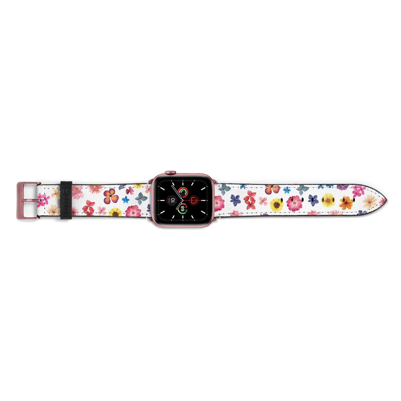 Summer Floral Apple Watch Strap Landscape Image Rose Gold Hardware