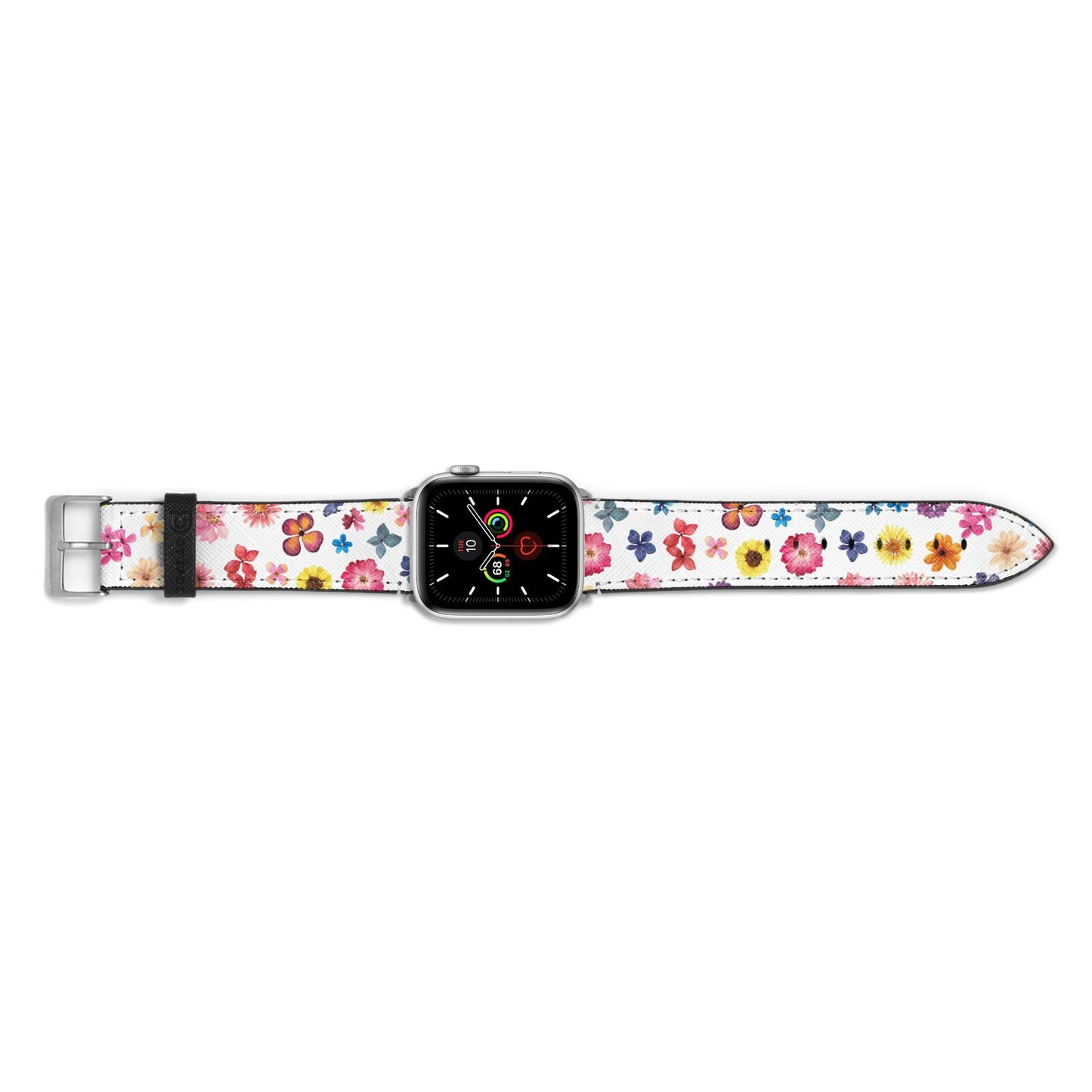 Summer Floral Apple Watch Strap Landscape Image Silver Hardware