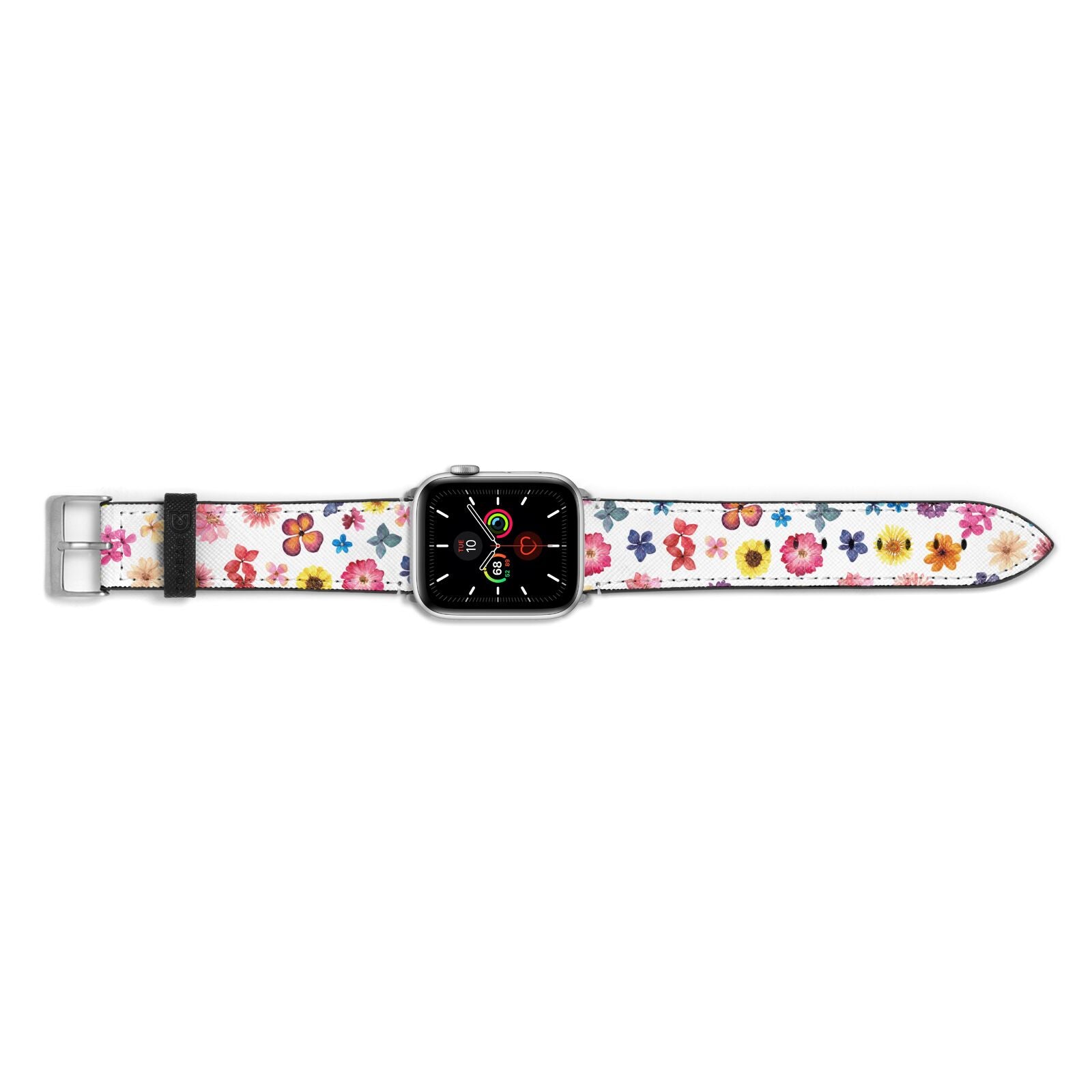 Summer Floral Apple Watch Strap Landscape Image Silver Hardware