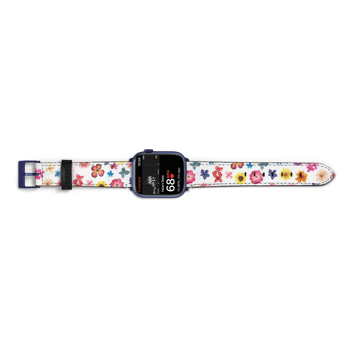 Summer Floral Apple Watch Strap Size 38mm Landscape Image Blue Hardware