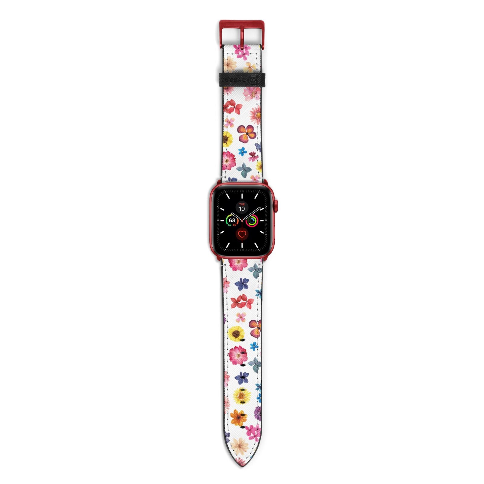 Summer Floral Apple Watch Strap with Red Hardware