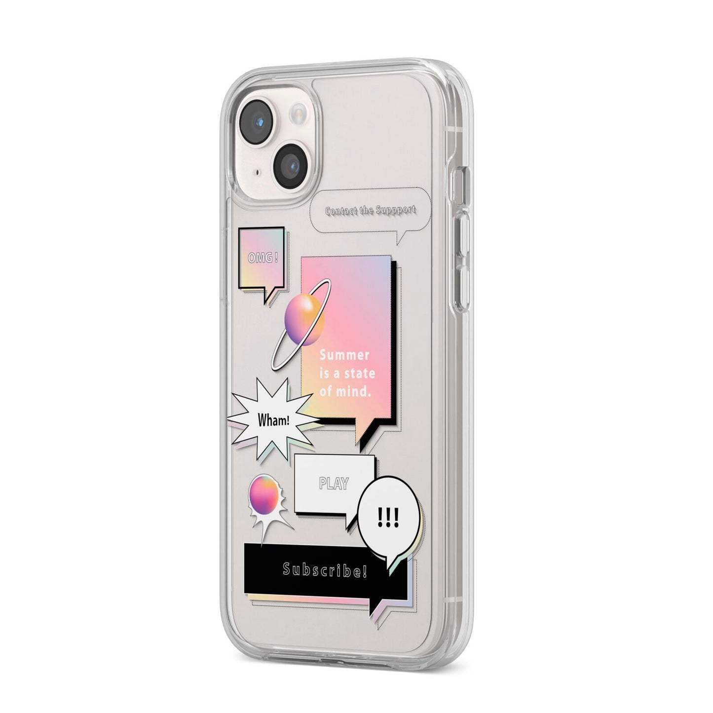 Summer Is A State Of Mind iPhone 14 Plus Clear Tough Case Starlight Angled Image