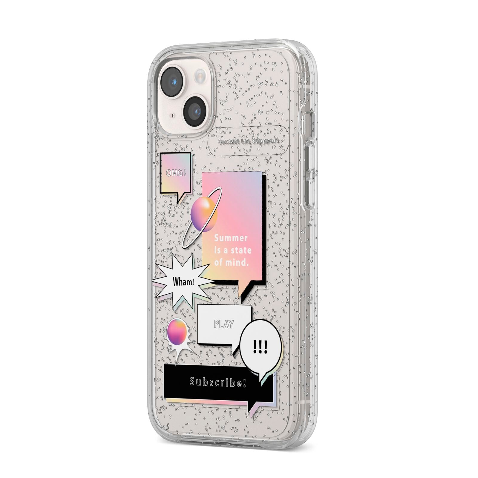 Summer Is A State Of Mind iPhone 14 Plus Glitter Tough Case Starlight Angled Image