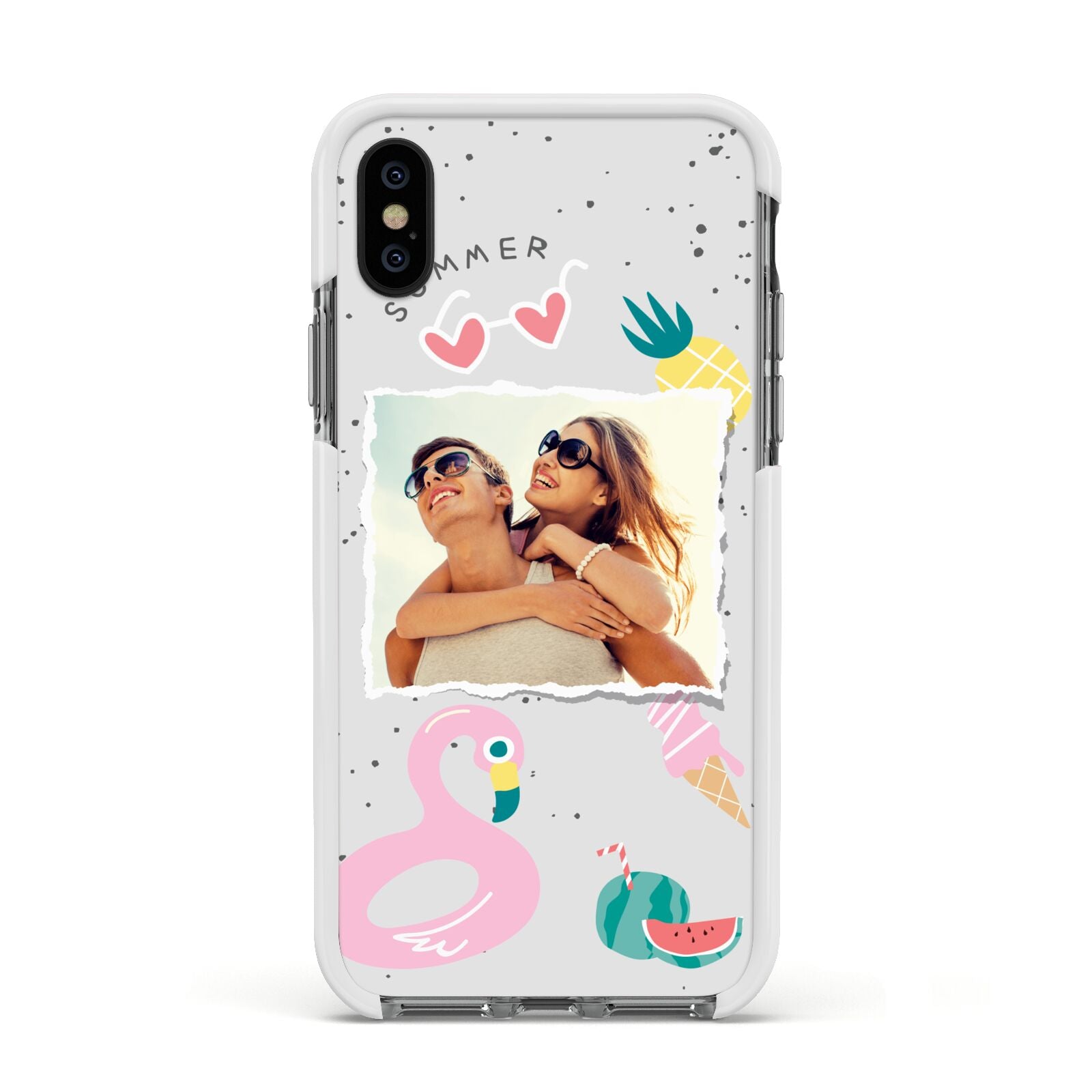 Summer Photo Personalised Apple iPhone Xs Impact Case White Edge on Black Phone