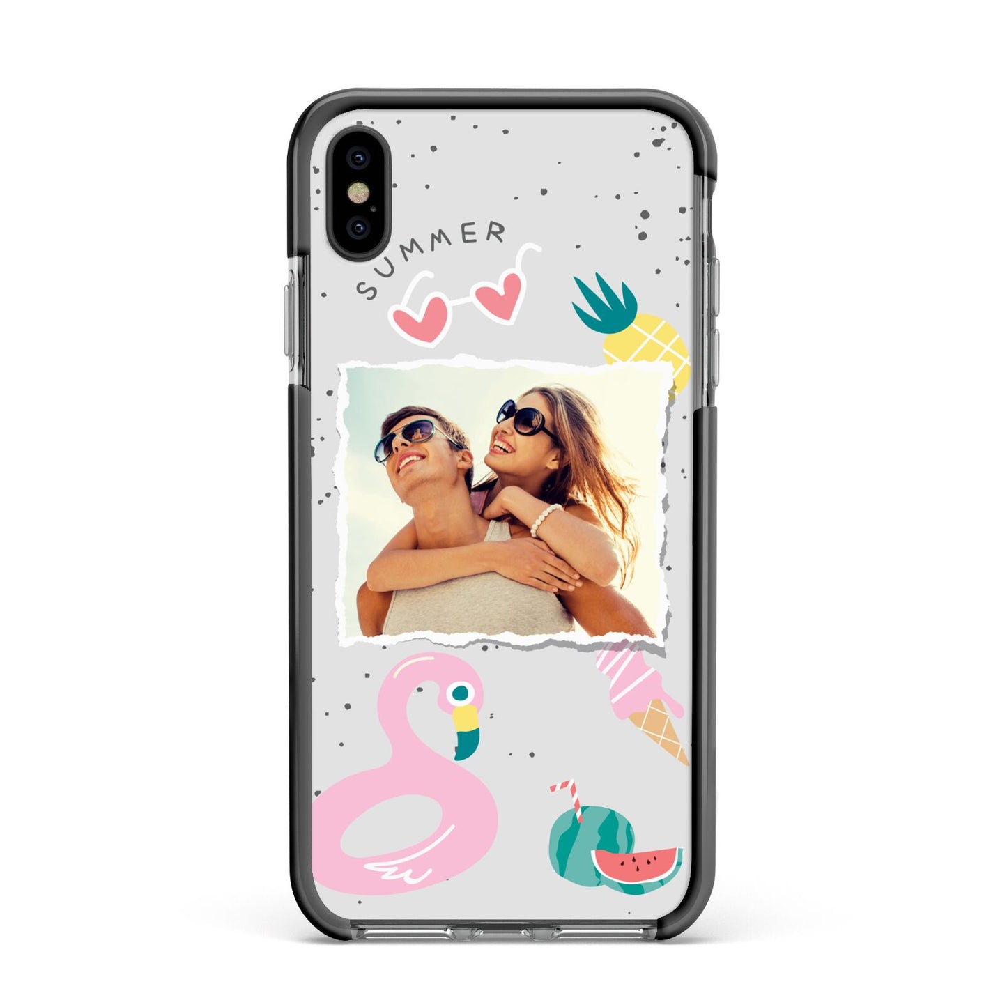 Summer Photo Personalised Apple iPhone Xs Max Impact Case Black Edge on Black Phone