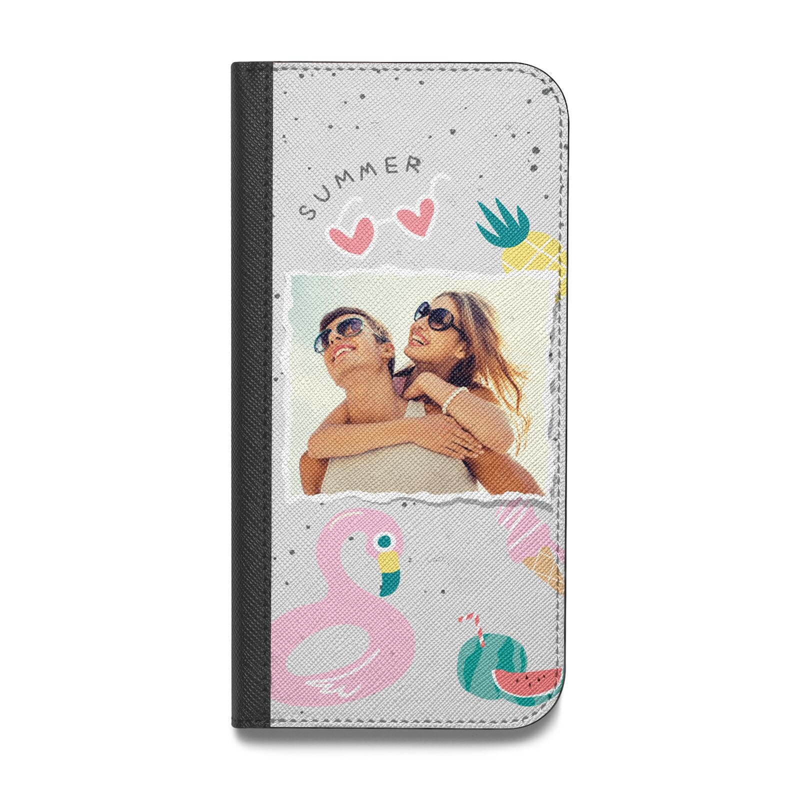 Summer Photo Personalised Vegan Leather Flip iPhone Case