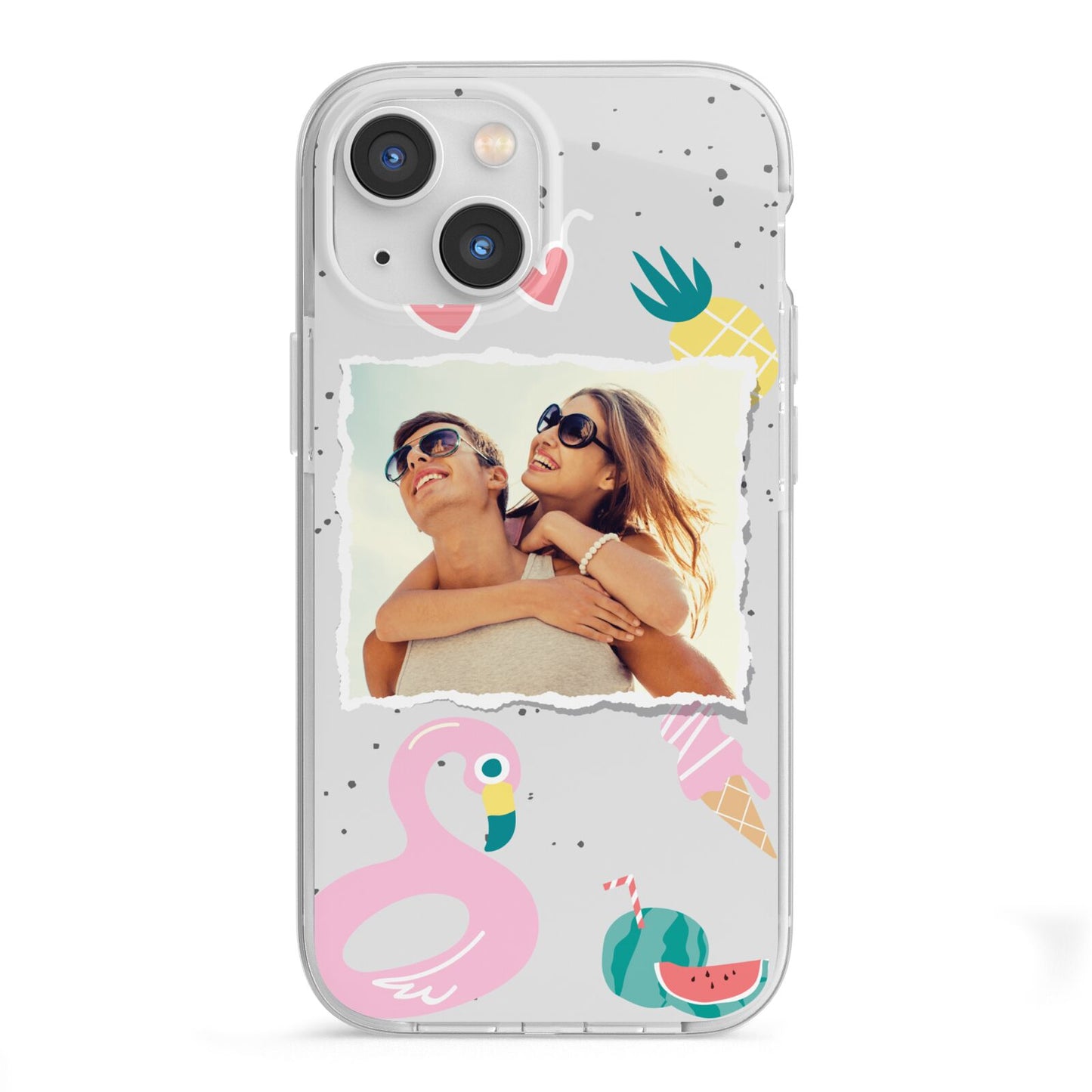 Summer Photo Personalised iPhone 13 Mini TPU Impact Case with White Edges