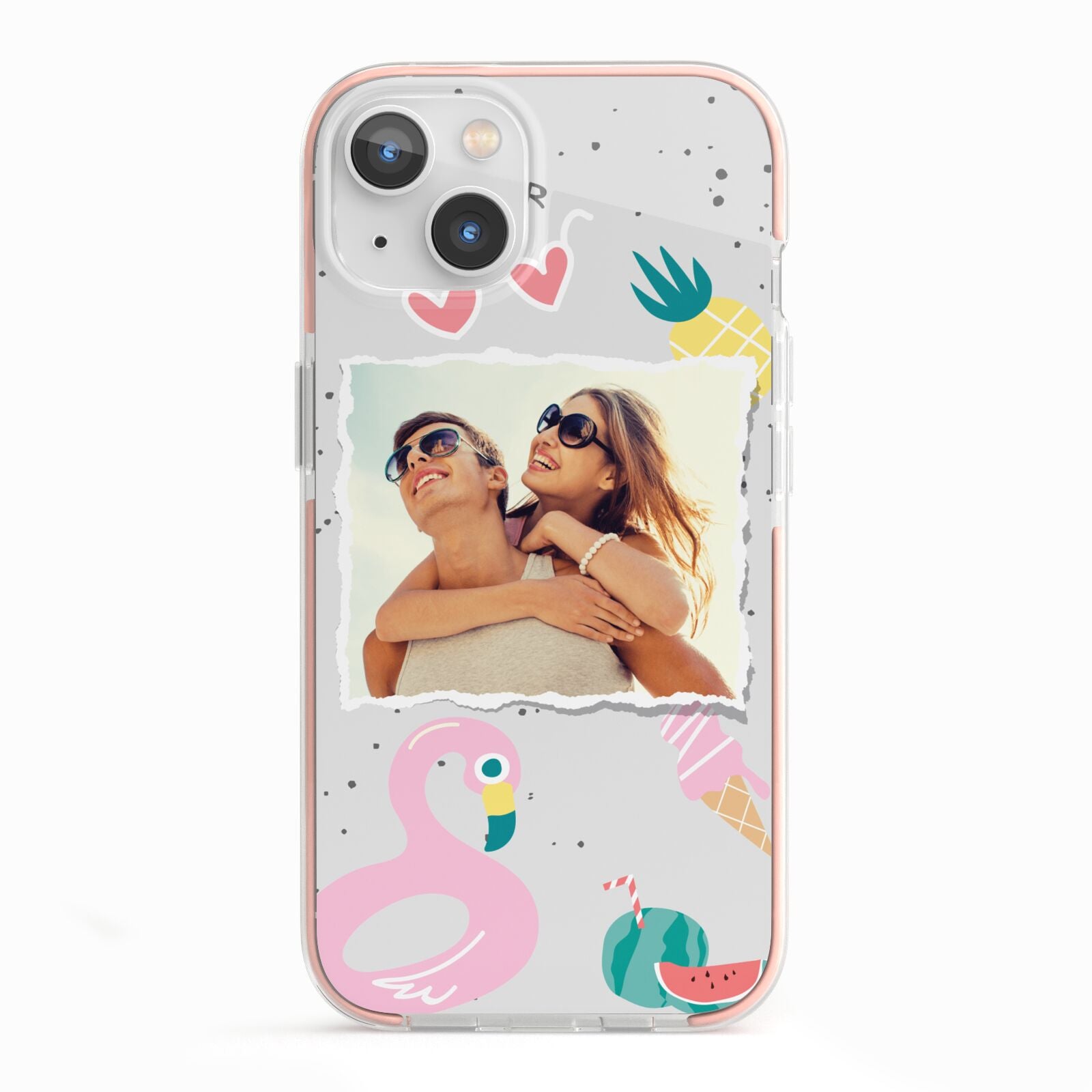 Summer Photo Personalised iPhone 13 TPU Impact Case with Pink Edges