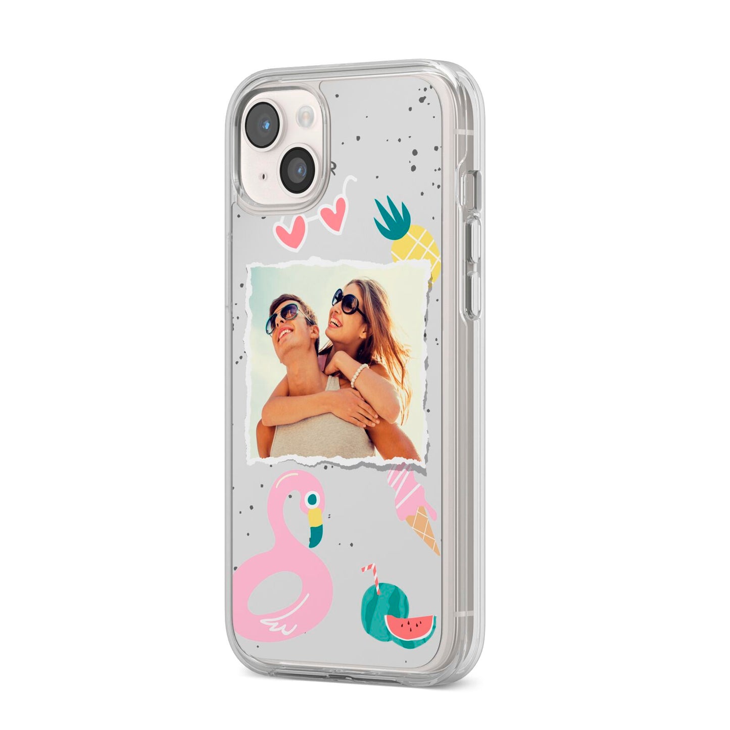 Summer Photo Personalised iPhone 14 Plus Clear Tough Case Starlight Angled Image