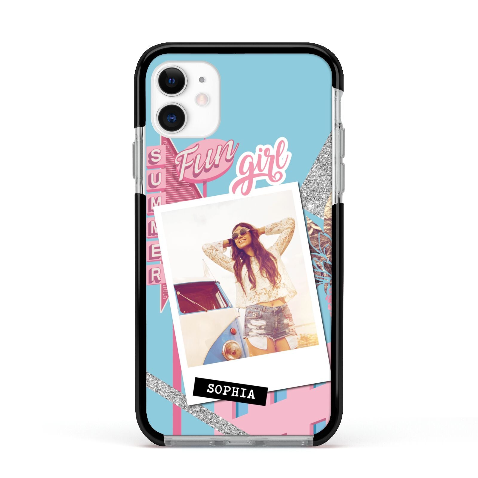 Summer Picture Collage Personalised Apple iPhone 11 in White with Black Impact Case