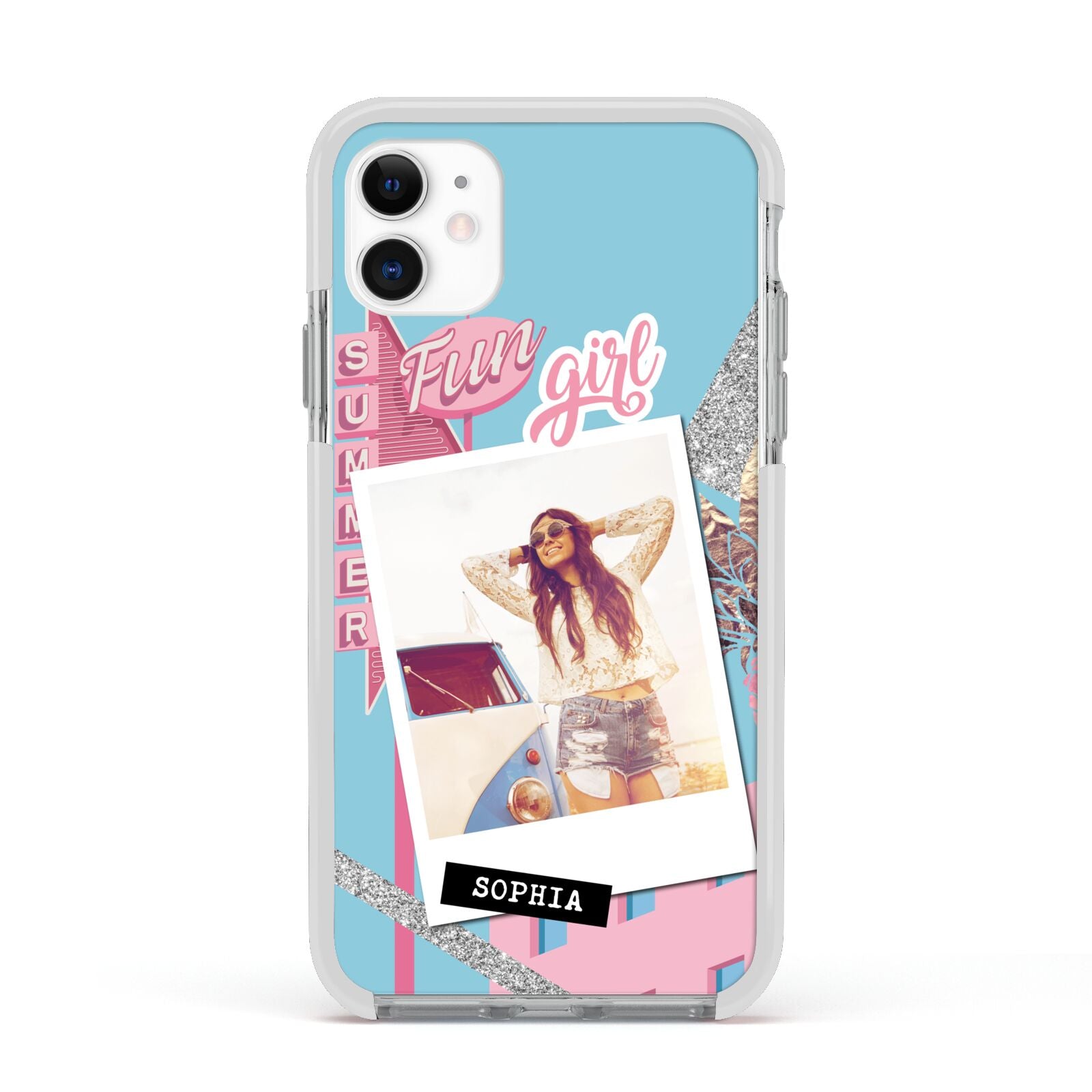 Summer Picture Collage Personalised Apple iPhone 11 in White with White Impact Case