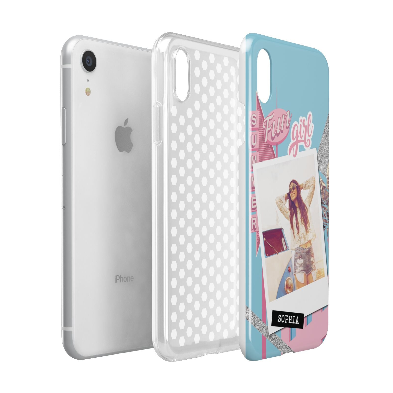 Summer Picture Collage Personalised Apple iPhone XR White 3D Tough Case Expanded view