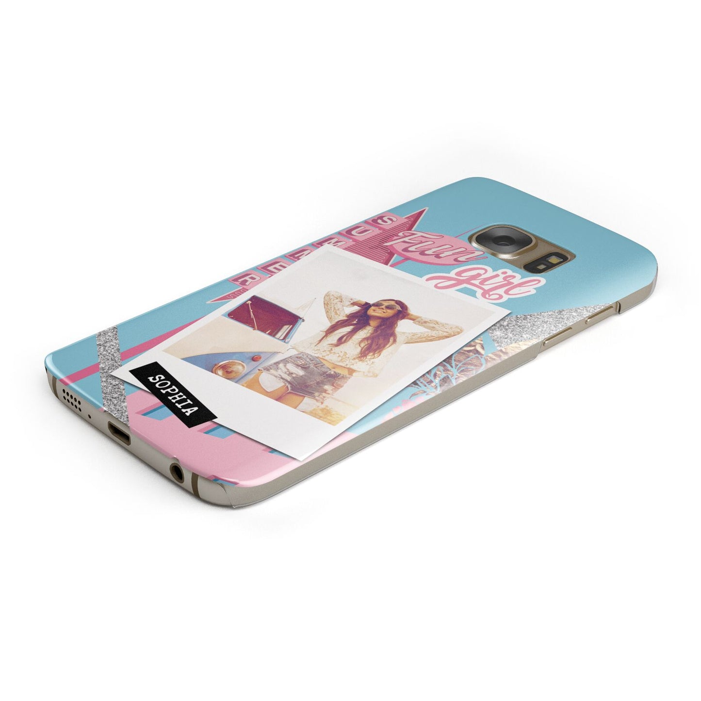 Summer Picture Collage Personalised Protective Samsung Galaxy Case Angled Image