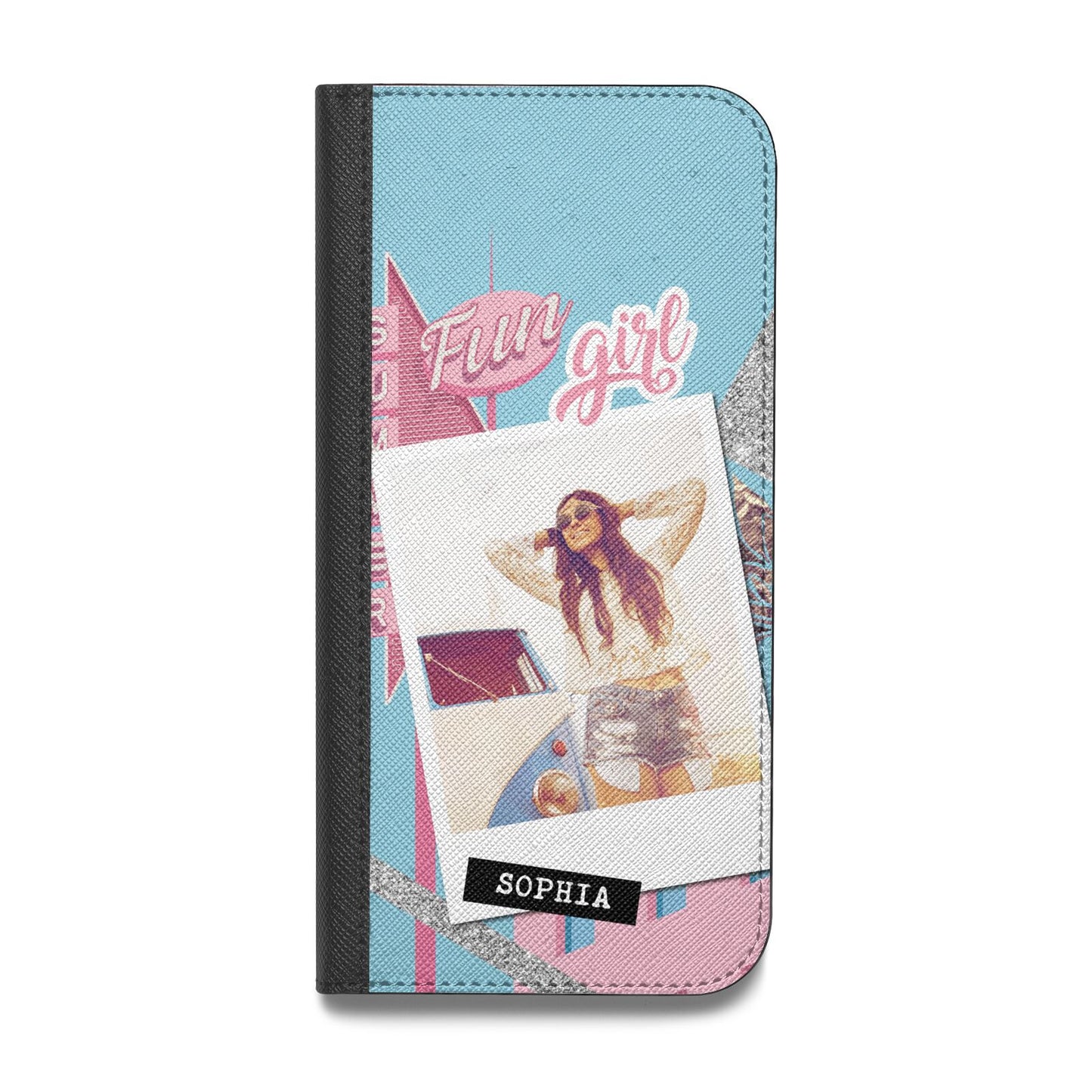 Summer Picture Collage Personalised Vegan Leather Flip iPhone Case