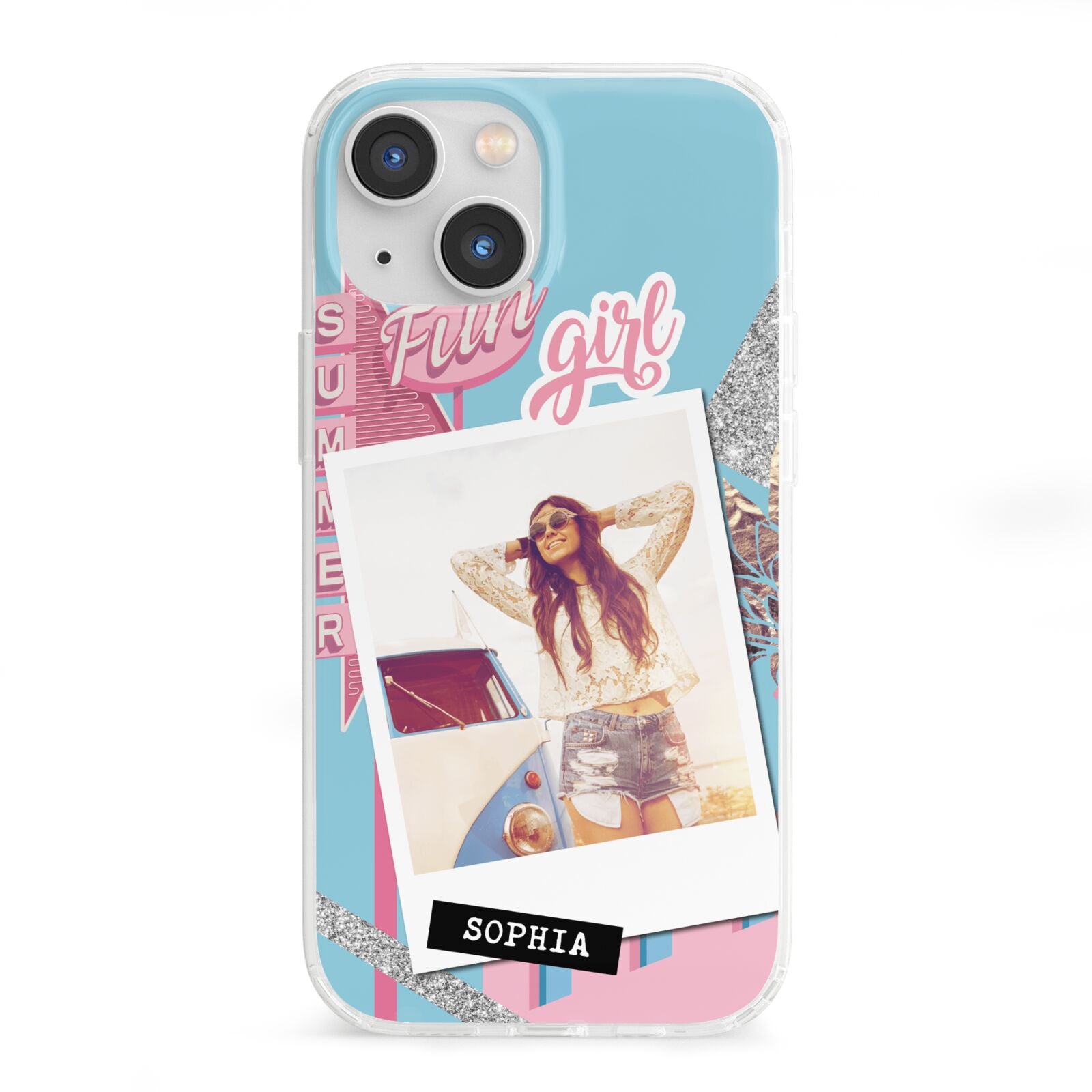 Summer Picture Collage Personalised iPhone 13 Mini Clear Bumper Case