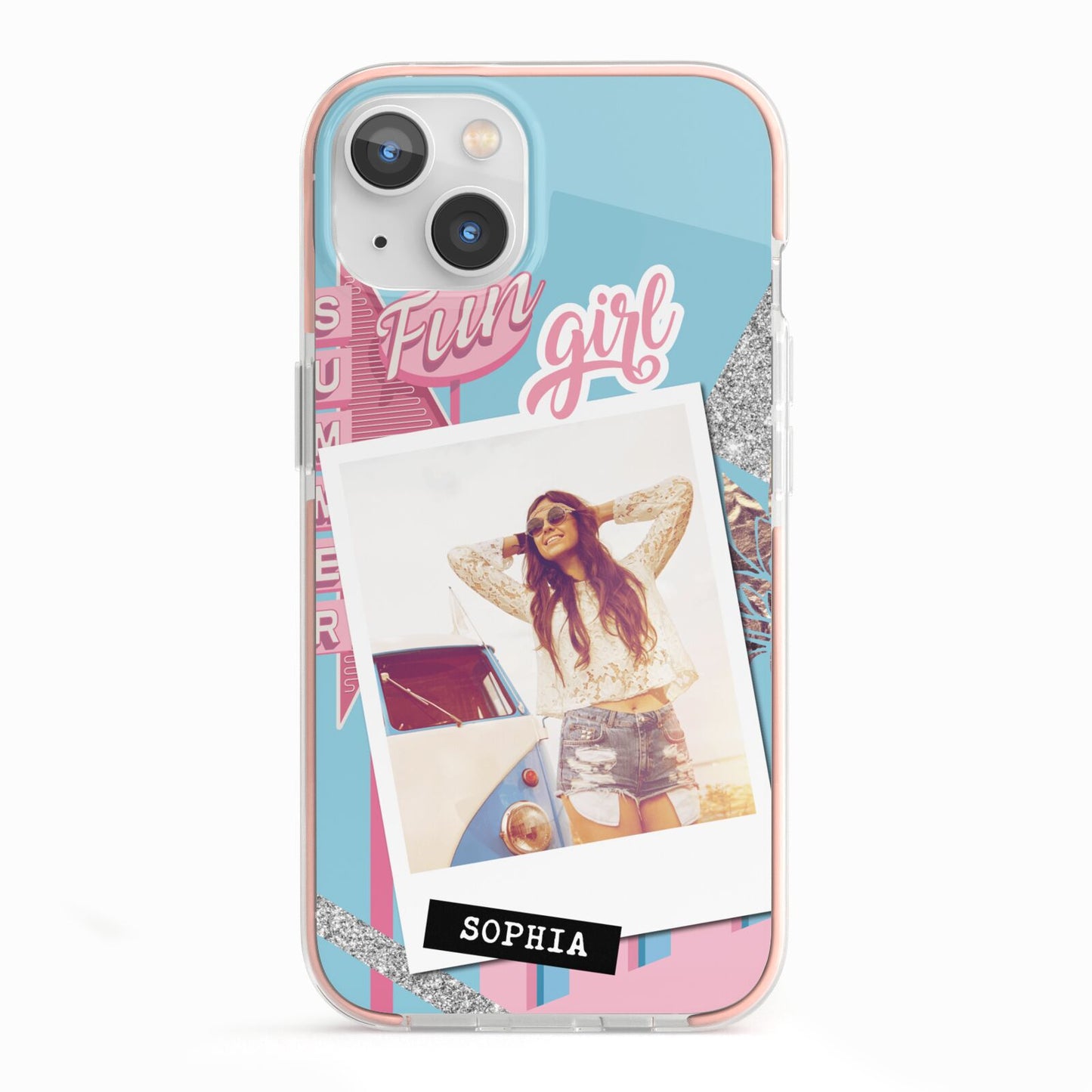 Summer Picture Collage Personalised iPhone 13 TPU Impact Case with Pink Edges
