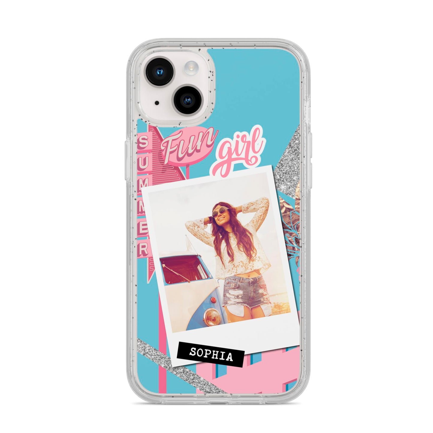 Summer Picture Collage Personalised iPhone 14 Plus Glitter Tough Case Starlight
