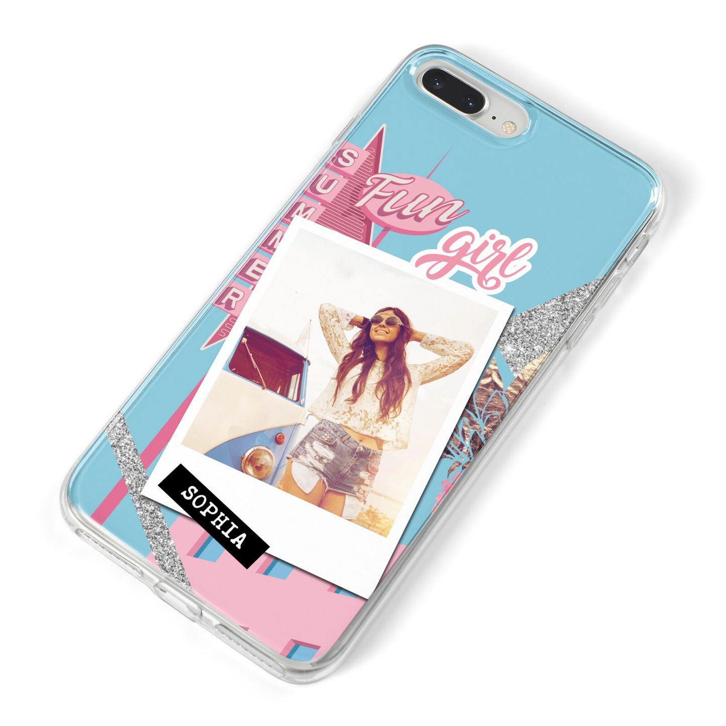 Summer Picture Collage Personalised iPhone 8 Plus Bumper Case on Silver iPhone Alternative Image