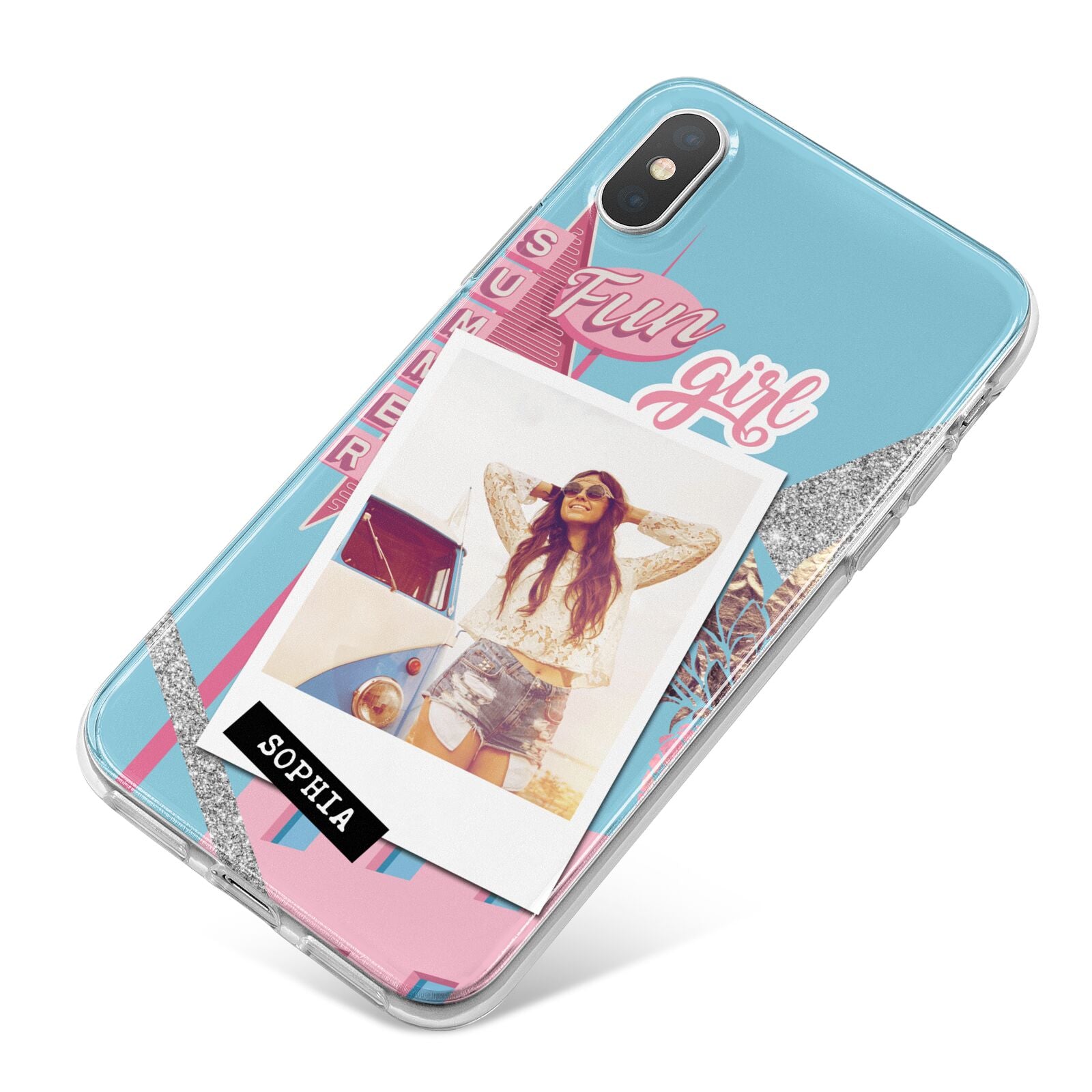 Summer Picture Collage Personalised iPhone X Bumper Case on Silver iPhone