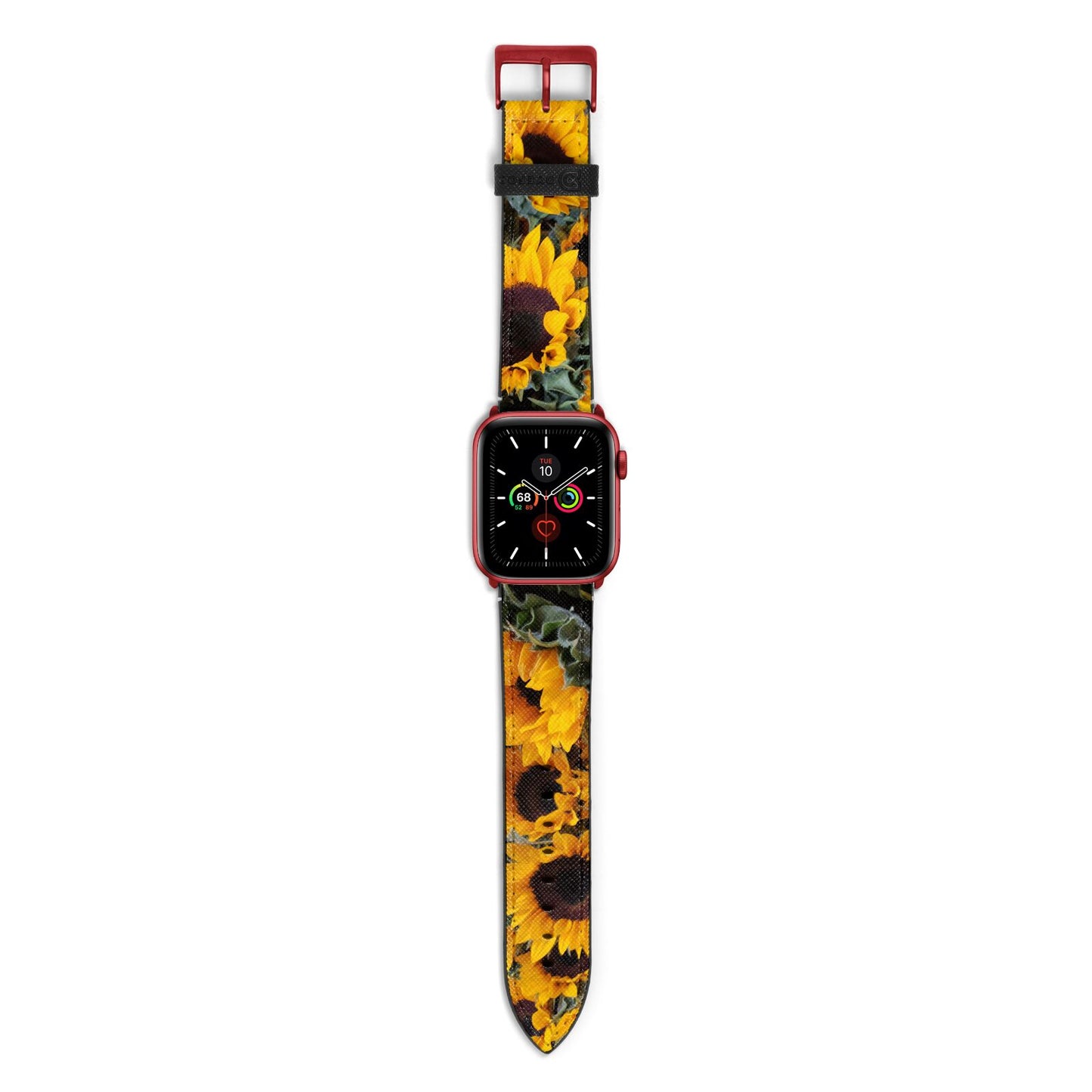 Sunflower Apple Watch Strap with Red Hardware