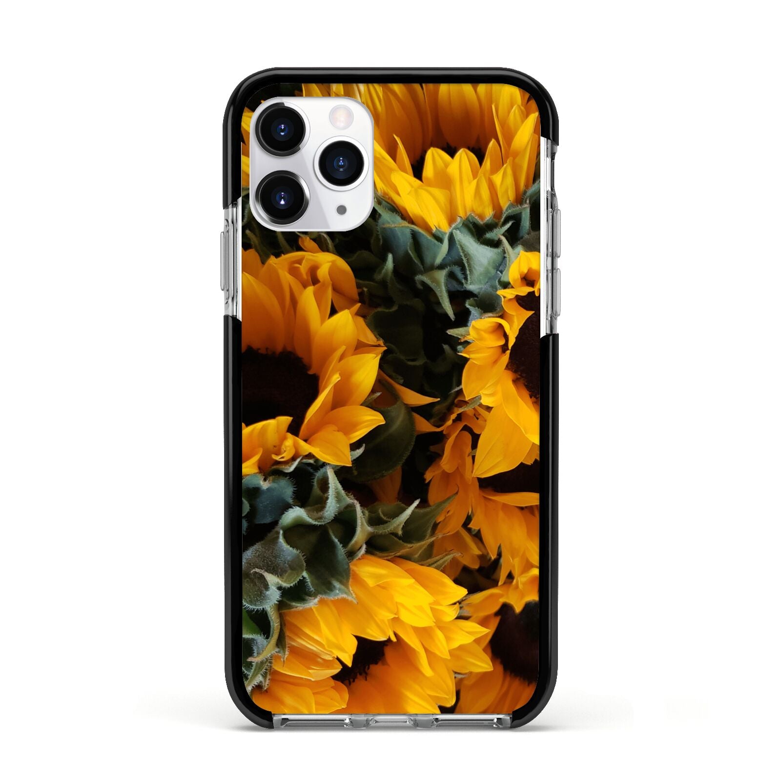 Sunflower Apple iPhone 11 Pro in Silver with Black Impact Case