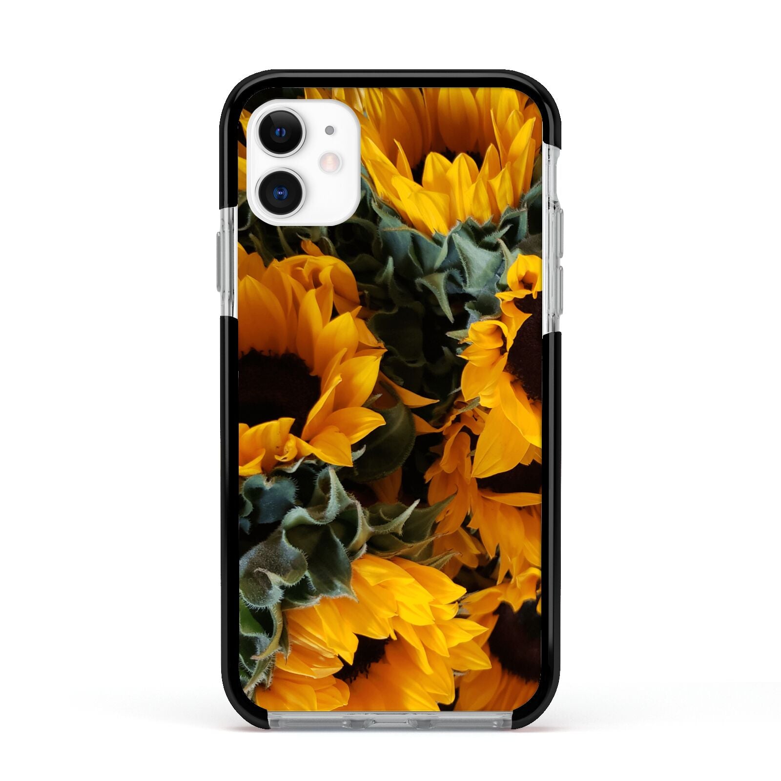 Sunflower Apple iPhone 11 in White with Black Impact Case