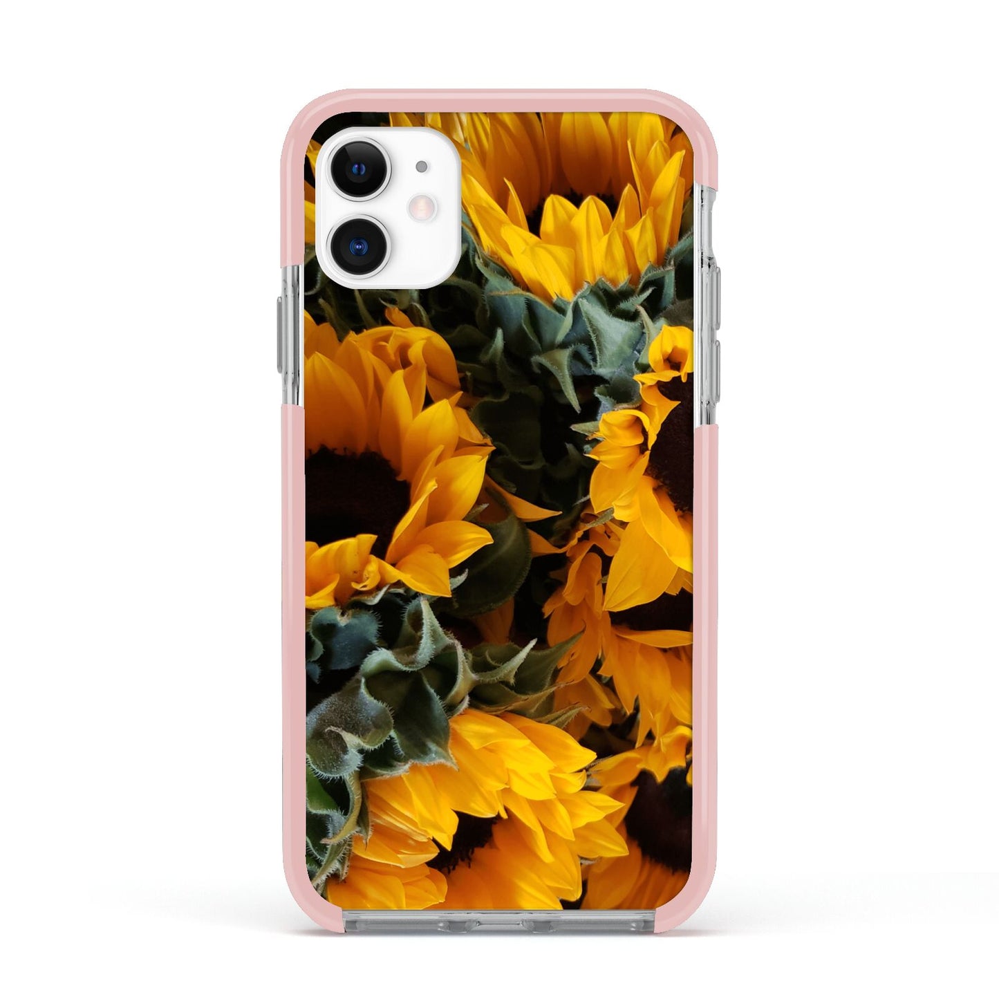 Sunflower Apple iPhone 11 in White with Pink Impact Case