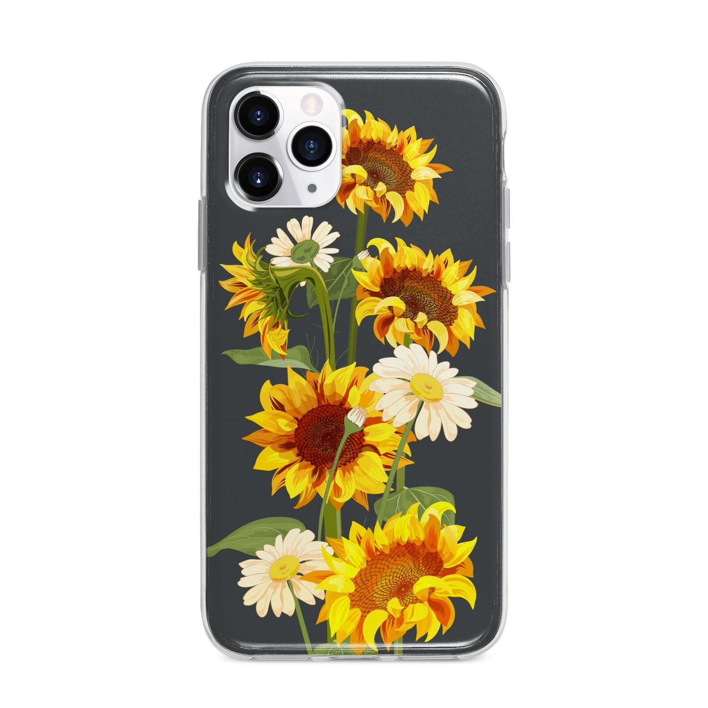 Sunflower Floral Apple iPhone 11 Pro Max in Silver with Bumper Case