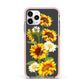 Sunflower Floral Apple iPhone 11 Pro in Silver with Pink Impact Case
