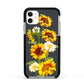 Sunflower Floral Apple iPhone 11 in White with Black Impact Case