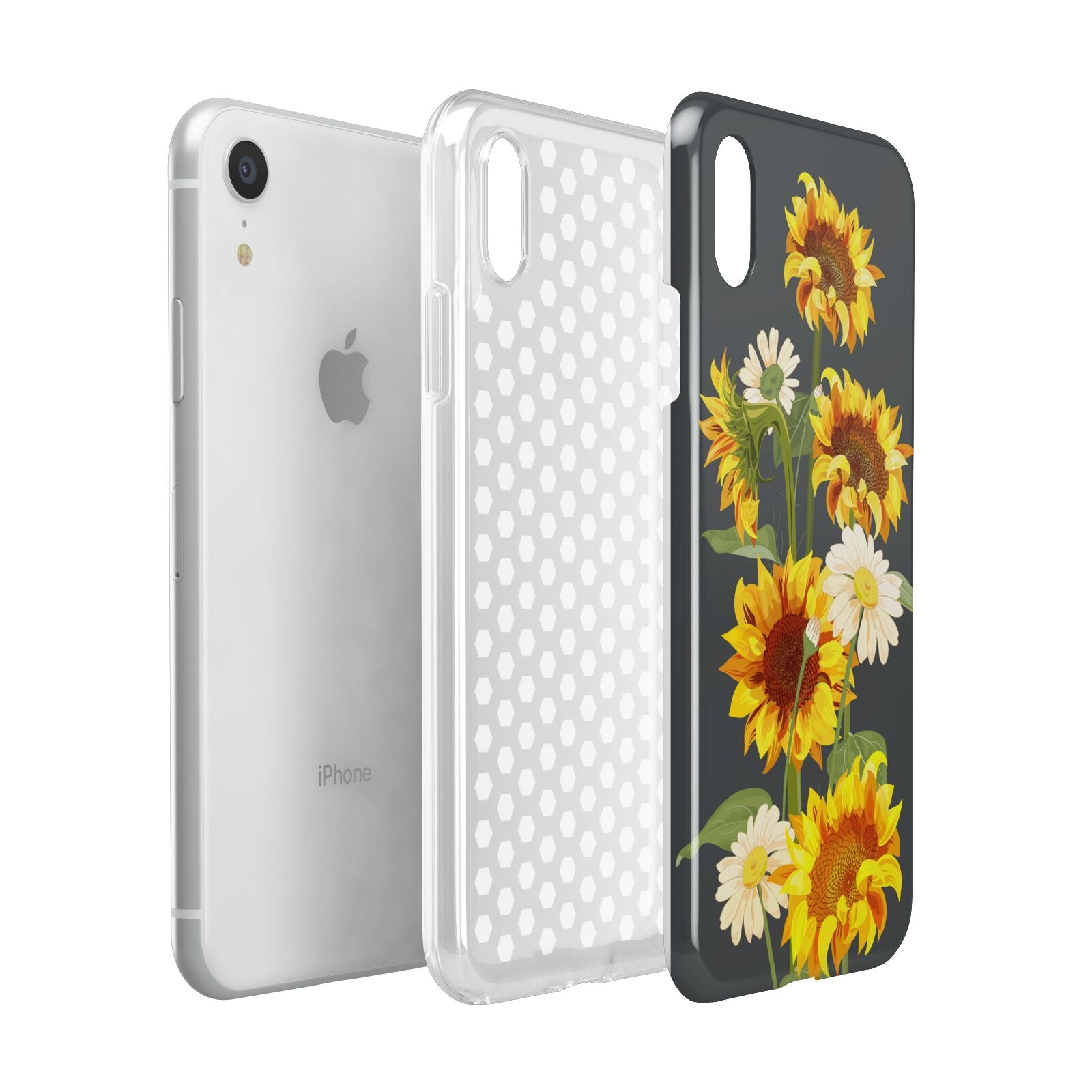 Sunflower Floral Apple iPhone XR White 3D Tough Case Expanded view
