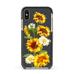 Sunflower Floral Apple iPhone Xs Impact Case Black Edge on Gold Phone