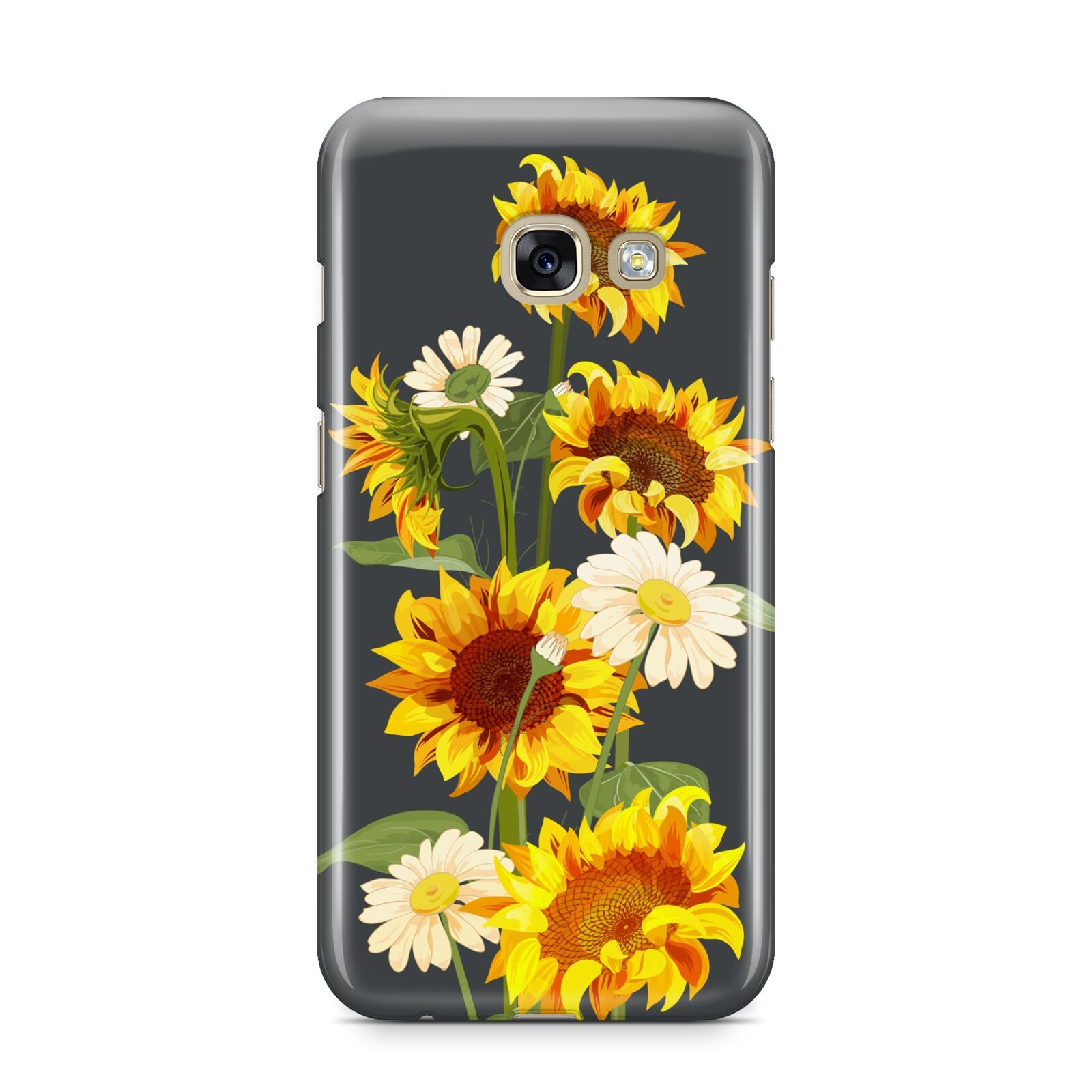 Sunflower Floral Samsung Galaxy A3 2017 Case on gold phone