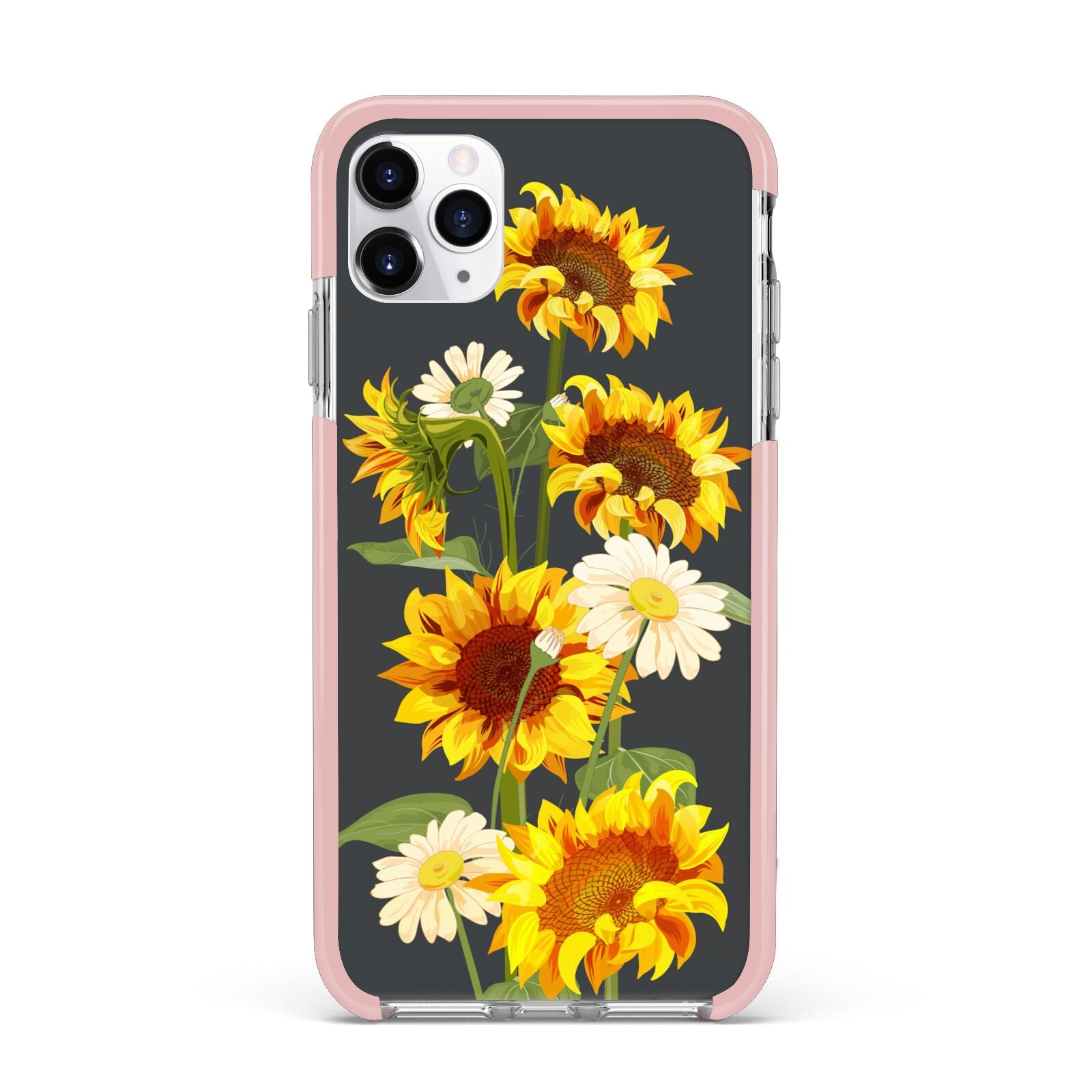 Sunflower Floral iPhone 11 Pro Max Impact Pink Edge Case