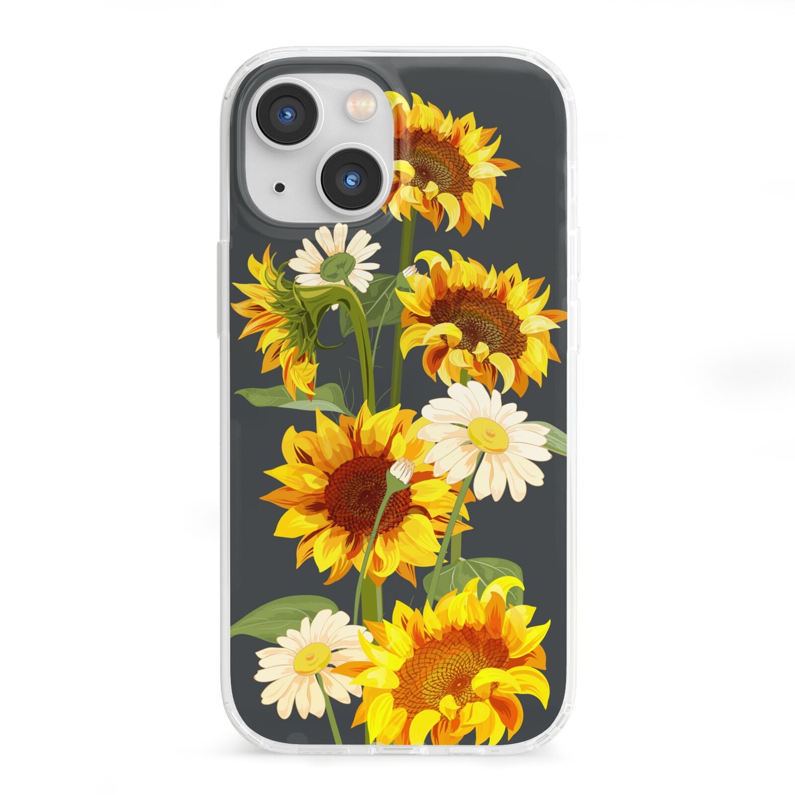 Sunflower Floral iPhone 13 Mini Clear Bumper Case
