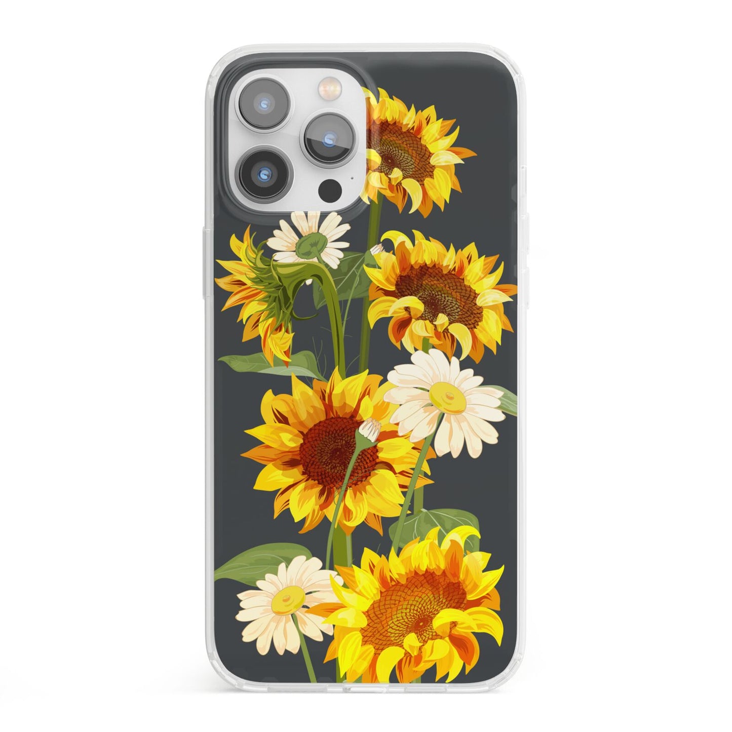 Sunflower Floral iPhone 13 Pro Max Clear Bumper Case