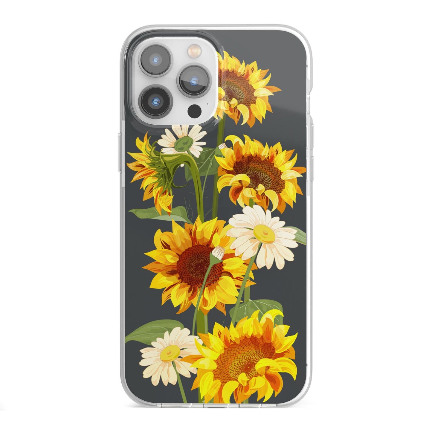 Sunflower Floral iPhone 13 Pro Max TPU Impact Case with White Edges