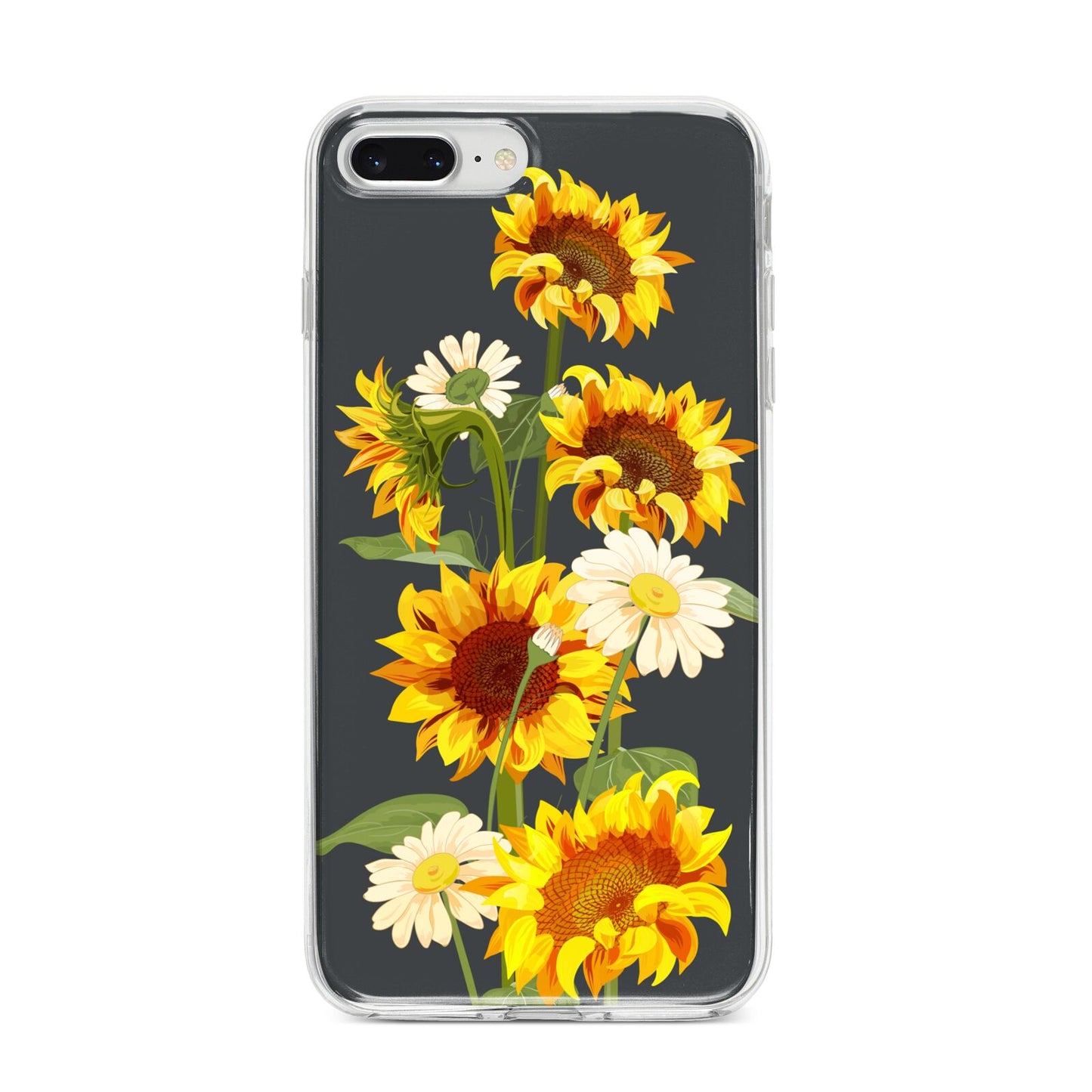 Sunflower Floral iPhone 8 Plus Bumper Case on Silver iPhone