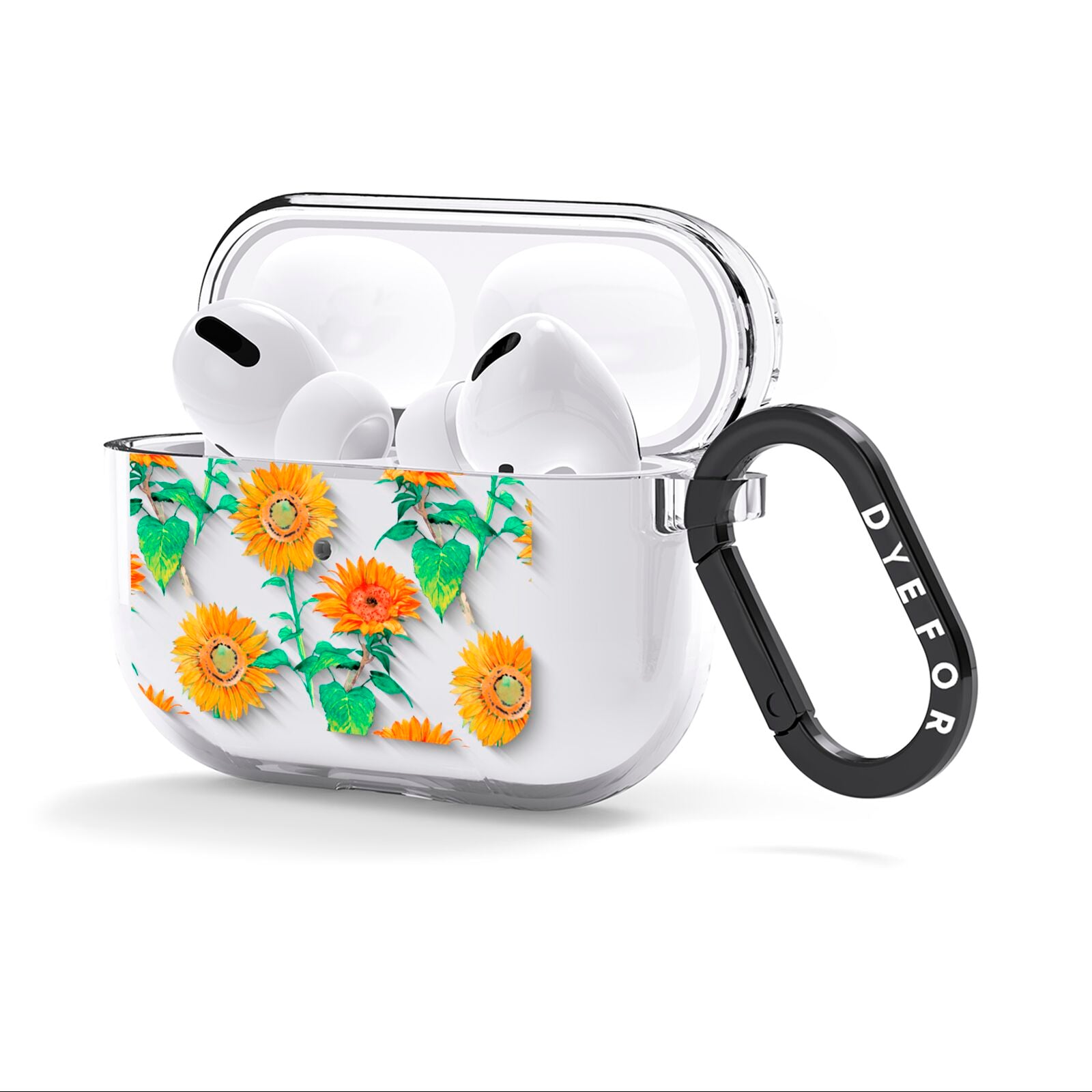 Sunflower Pattern AirPods Clear Case 3rd Gen Side Image