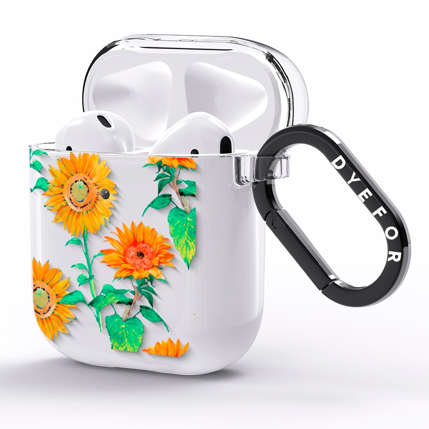 Sunflower Pattern AirPods Clear Case Side Image