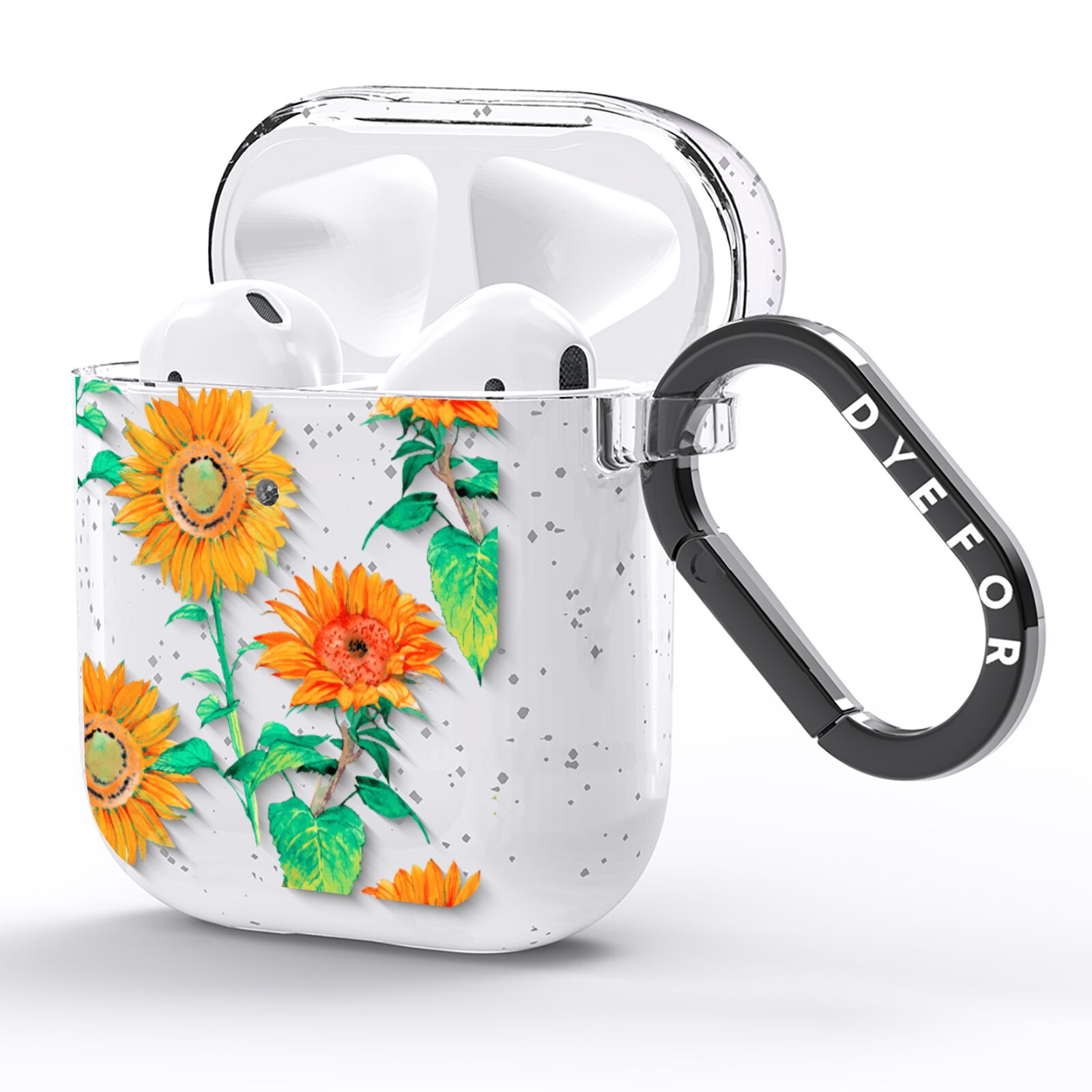 Sunflower Pattern AirPods Glitter Case Side Image